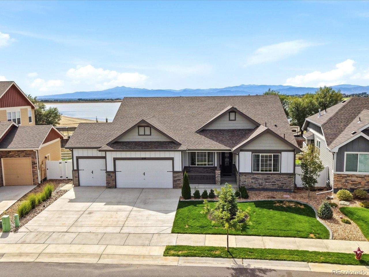 Your Colorado dream home awaits at 1759 Vista Point Lane! Nestled in the highly desirable Severance Shores neighborhood, this beautifully updated ranch-style home offers breathtaking Rocky Mountain and water views, a walkout basement, and the perfect blend of luxury, comfort, and room to grow. Designed for convenient main-floor living, the home features 1,901 finished square feet with three bedrooms, a dedicated study/office, 2.5 bathrooms, and a conveniently located laundry room. The open-concept layout seamlessly connects the kitchen, dining, and living areas, creating an inviting space for everyday living and entertaining. Enjoy granite countertops, stainless steel appliances, and a cozy gas fireplace. Exceptionally cared for and thoughtfully enhanced, this home feels nearly brand new. Custom shelving and lighting add a polished touch throughout the living room, closets, and laundry room. The primary suite is a true retreat, featuring crown molding with accent lighting, programmable automatic blinds, and direct access to the extended porch through a private exterior door. The extended porch and backyard create a true Colorado retreat, ideal for relaxing, entertaining, and soaking in the stunning mountain and water views. The oversized 3.5-car garage provides plenty of room for vehicles, storage, and all your Colorado toys. Additional improvements include exterior paint and fiber optic internet. The expansive 1,901-square-foot unfinished walkout basement is ready for your personal touch, offering endless possibilities for additional living space, bedrooms, a home gym, or entertainment area-all while maintaining access to those incredible views. With thoughtful upgrades, convenient main-floor living, an oversized garage, and unmatched Colorado scenery, this home offers more than just a place to live-it offers a lifestyle. Don't miss your opportunity to make 1759 Vista Point Lane your next dream home. Schedule your showing today!