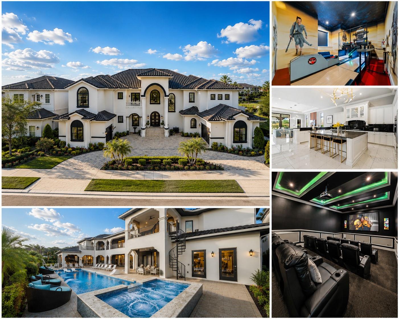 **The Kingdom at Reunion | 521 Muirfield Loop | Reunion Resort**Limited Time To View Due To Current Income-Generating Reservations With Only A Small Showing Window Available June 19-20. Don't Miss This Rare Opportunity To Tour One Of The Finest Luxury Estates Ever Offered Within Reunion Resort.Known As “The Kingdom At Reunion,” this renovated, fully furnished estate spans nearly 13,000 square feet and sits on a rare double homesite overlooking the 14th fairway of the Jack Nicklaus Signature Golf Course. The highly coveted west-facing orientation delivers breathtaking sunset views across the golf course each evening.Beyond its extraordinary design and amenity package, this property stands in a class of its own as one of Reunion Resort's premier income-producing assets, generating more than $1.39 million in gross rental revenue since 2024 while maintaining strong future bookings already in place. Properties of this caliber, with both proven performance and exceptional lifestyle appeal, are exceptionally rare.The residence features 12 themed bedroom suites, 12 full baths, and 3 half baths, making it ideal for large family gatherings, entertaining, corporate retreats, and luxury vacation use. The open-concept floor plan was designed around the spectacular golf views and offers expansive living areas that seamlessly connect to the outdoor entertaining spaces.The chef's kitchen is appointed with premium appliances, a large center island, generous bar seating, and a custom dining area accommodating up to 36 guests indoors. The west-facing resort-style pool and oversized spa are surrounded by multiple lounge areas, a sun shelf, and lush landscaping that creates both privacy and stunning golf course vistas. Outdoor amenities include a fully equipped summer kitchen, outdoor shower, pool bath, and dining and bar seating for up to 36 guests.The home offers an extraordinary collection of amenities rarely found in a private residence, including a 15-seat theater, private bowling alley, two game rooms, an upstairs lounge with billiards, poker table and wet bar, themed bunk rooms, karaoke room, hidden playroom with ball pit and slide, private fitness studio, and a dedicated wellness retreat featuring a Turkish steam room, redwood sauna, massage area, heated towel warmer, ambient lighting, and lounge space.The first-floor "Milan" suite serves as a private retreat with direct pool access, private bar, oversized walk-in closet, makeup vanity, soaking tub, and expansive multi-head shower. Additional suites inspired by iconic cities around the world create an unforgettable guest experience while maintaining sophistication throughout.An active Reunion Membership is included, providing access to three championship golf courses by Arnold Palmer, Tom Watson, and Jack Nicklaus, the water park, tennis and pickleball facilities, restaurants, multiple resort pools, and the Bear's Den Clubhouse.Located just minutes from Walt Disney World Resort, Universal Orlando Resort, and Orlando International Airport, The Kingdom At Reunion represents a rare opportunity to acquire a true trophy estate that seamlessly combines luxury living, immediate income potential, and long-term investment value within one of Central Florida's most sought-after resort communities.