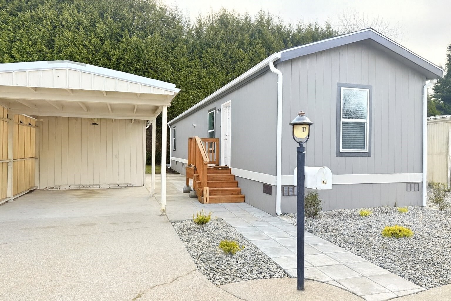 Brand-new 2025, NEEM-certified 2 bed/1 bath home in a quiet and intimate 16-home 55+ community along Clarks Creek. This turnkey home features an upgraded chef’s kitchen, stainless steel appliances, a full HVAC system, new cedar privacy fence, and brand-new low-maintenance landscaping. Large yard and carport with storage. Lot rent is $831/month, including water, sewer, and garbage, offering exceptional value compared to many area parks. Peaceful dead-end street surrounded by well-kept residential homes, providing a comfortable and private setting with convenient access to Puyallup and South Hill amenities.