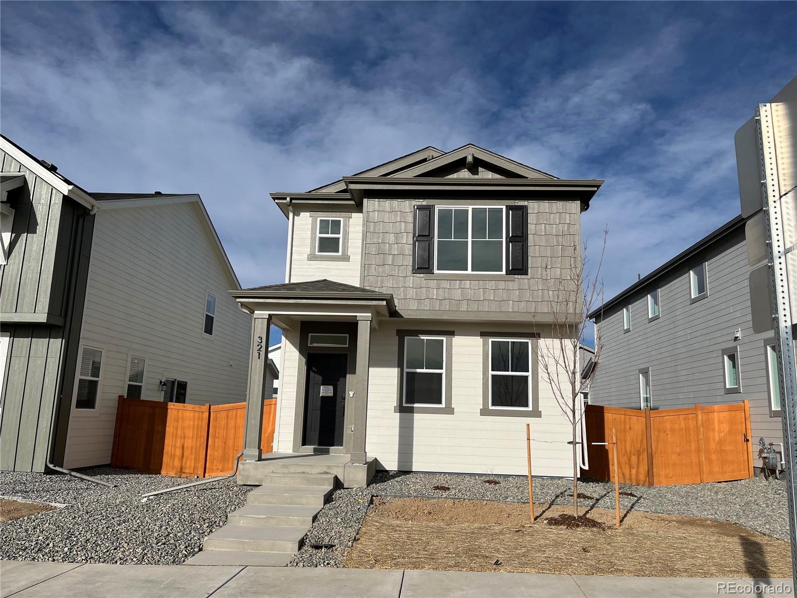 What's Special: Close to Park | 2nd Floor Laundry Room | Understairs Storage | Model Plan | East Facing Lot. New Construction - March Completion! Built by America's Most Trusted Home Builder. Welcome to the Aurora at 321 N Bently Street in Sky Ranch. This inviting floor plan brings together the kitchen, dining, and great room in a bright, open space perfect for everyday living and entertaining. The kitchen features a large island with plenty of room for prep and conversation. Upstairs, you’ll find a private primary suite, convenient laundry, and three bedrooms with generous closets plus a full bath with a separate water closet for added ease. Sky Ranch is an award-winning community offering a neighborhood park, scenic trails, and quick access to E-470, DIA, and downtown Denver. You’ll also enjoy being close to Southlands Mall and endless outdoor recreation with parks, open space, and golf courses just miles away. Additional highlights include: whole house blinds, gas range, additional sink at secondary bath. Interior photos are for representative purposes only. MLS#6699625