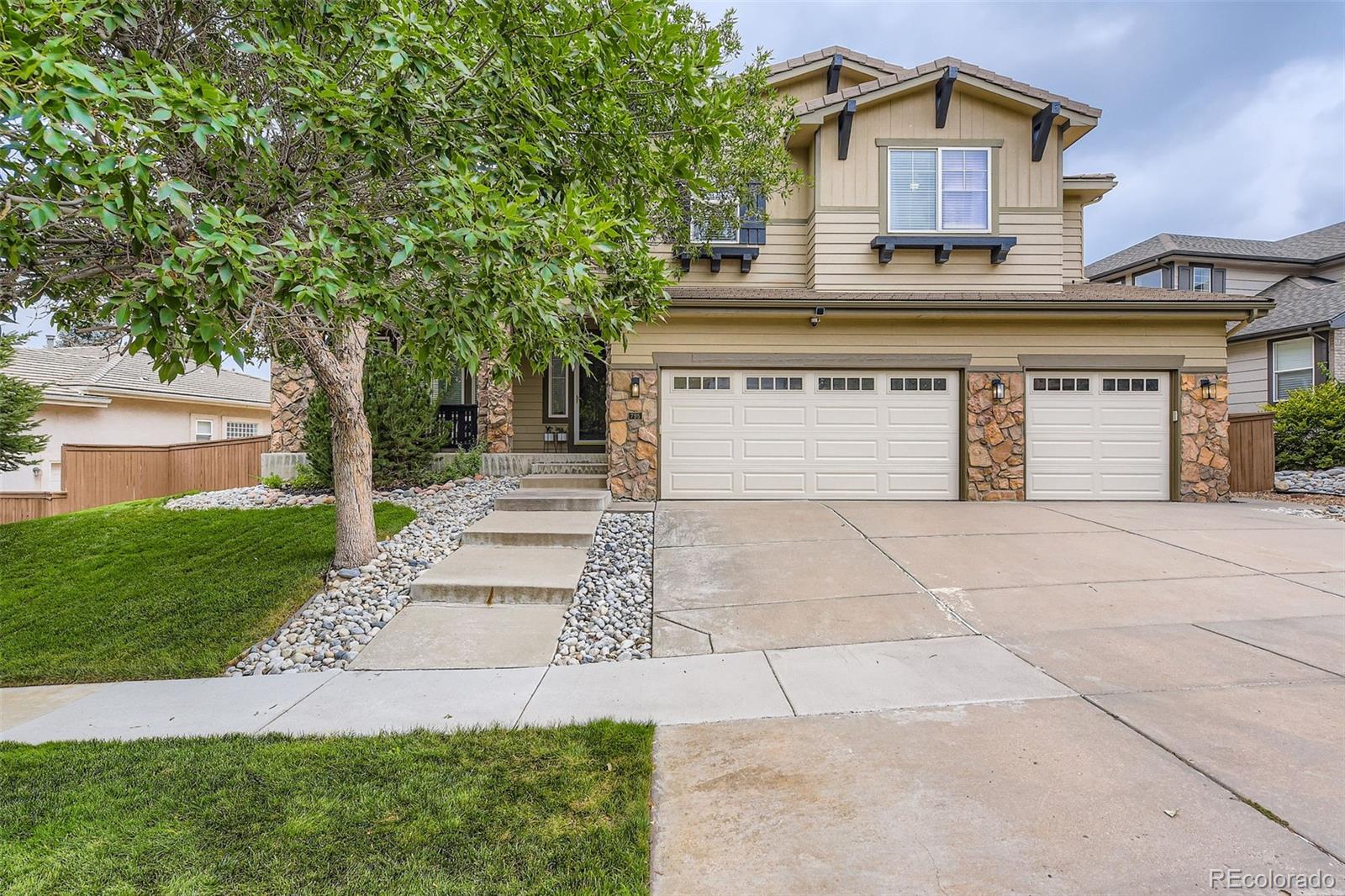 Gorgeous 2-story in Stonebury featuring 6 bedrooms (1 main / 3 upper / 1 basement-conforming), 5.5 baths, living room, family room, kitchen, office, finished walkout basement (secondary family room/rec room, conforming bedroom, bath, kitchenette & storage) and a 3-car garage.  Beautifully updated and meticulously maintained – pride of ownership shines throughout. More recent upgrades include 2 air conditioning units, 2 furnaces, 1 water heater, 2 new decks, 30 new window panels, new interior paint and light fixtures. A finished walkout basement is perfect for guests or that teen wanting their own space. The many windows allow the natural sunlight to cascade in – bright and cheerful.  The primary bedroom is the perfect retreat after a long day – access to the private balcony, gas fireplace and a sitting room area for relaxation. 4 gas fireplaces help keep this home comfortable all year long (1 bsmt, 1 primary bedroom, 1 living room, 1 main floor family room).  It is easy to picture yourself calling this one yours. Perfect for entertaining both inside and out. Close to dining, shopping, entertainment and other amenities.  This home lives large.  A short drive to Chatfield Reservoir.  Don’t miss your opportunity.  Welcome Home!