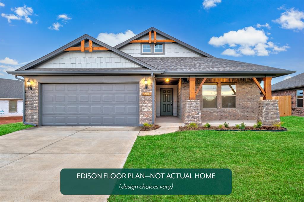 This Edison in Flint Hills brings modern style and easy living together beautifully. Durable hard-surface flooring flows through the open layout, leading to a bright kitchen with quartz countertops, a gas range, and a huge walk-in pantry. Matte black accents and a sleek backsplash add polish, while the primary suite offers a spacious tiled shower, linen closet, and quartz vanity. Enjoy evenings on the extended covered patio in this peaceful Norman community. Backed by Ideal Homes’ exclusive heating and cooling guarantee.Every customized IDEAL home is built with your comfort, safety, and savings in mind. Enjoy the protection of full-home gutters that safeguard your foundation and landscaping, plus complete fencing to keep your pets and little ones safe. With peace-of-mind warranties, your home stays low-maintenance for years to come. And as the only Energy Advantage Certified Homes in Oklahoma, your home is designed to save you money every month with guaranteed heating and cooling costs you can count on.Flint Hills homeowners will enjoy the convenience of being located on Tecumseh Road for quick and easy travel to the east or west side of Norman and the peacefulness of a quiet, family-friendly community. In Flint Hills, you can get to I-35 in five minutes, The University of Oklahoma in 10 minutes, and Tinker Airforce Base in less than 20 minutes! Amenities in this community include fishing ponds, walking trails, a playground, a splash pad, and a soccer field!