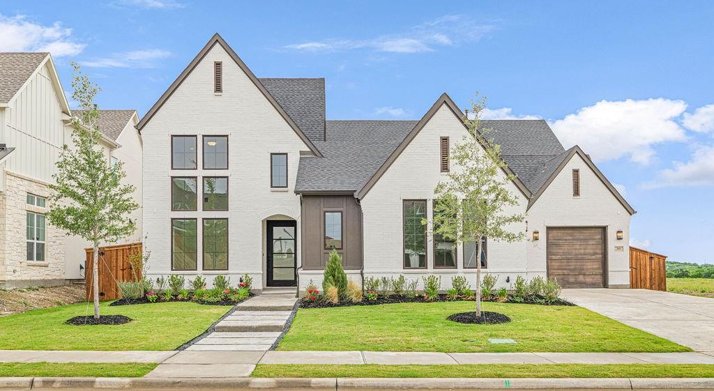 Built by Toll Brothers, this turnkey Valerie Tudor home design. Located in the highly desirable Wandering Creek at Brookhollow community and zoned to Walnut Grove High School, this home offers a perfect balance of luxury, convenience, and lifestyle. Enjoy scenic surroundings with easy access to top-rated schools, dining, and entertainment, along with close proximity to PGA Frisco, Universal Studios Kids Resort, and Gates of Prosper. Additional features include a smart home system, a prewired media room with Dolby Atmos, and a well appointed outdoor living space.A private courtyard just off the staircase fills the home with natural light and creates an additional outdoor retreat, perfect for relaxing or entertaining.The chef’s kitchen is thoughtfully designed with Taj Mahal quartzite countertops, a waterfall island, full height backsplash, ceiling height cabinetry, JennAir appliances, a Wolf cooktop, and a Kohler farmhouse sink offering both style and functionality with ample storage.Welcome Home!