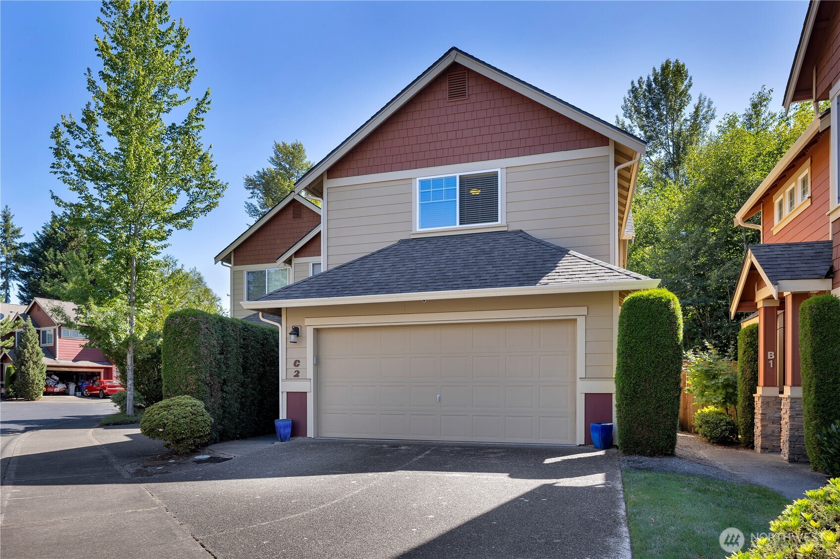 Beautifully updated home in a quiet, well-maintained community! Fresh exterior paint and brand-new asphalt (2024) welcome you to this stylish, move-in-ready gem. The open floorplan features laminate floors, granite countertops, a gas fireplace, and a chef’s kitchen with gas stove. Step outside to a fully fenced, low-maintenance backyard built for entertaining—complete with a high-end hot tub under a modern pergola (that opens), no-mow pet turf, and lush container landscaping. Upstairs, enjoy a spacious primary suite with greenbelt views, soaking tub, dual sinks, and walk-in closet, plus two more bedrooms, full bath, den, and laundry room. Major upgrades: new windows, furnace, and tankless water heater (2024). 12-mon. home warranty included!