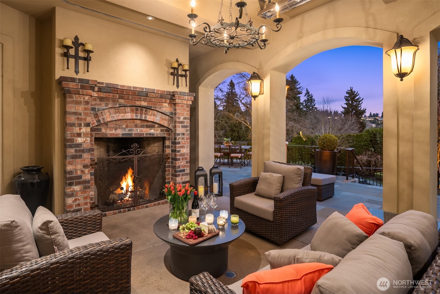 An inviting terrace designed for gathering in every season.