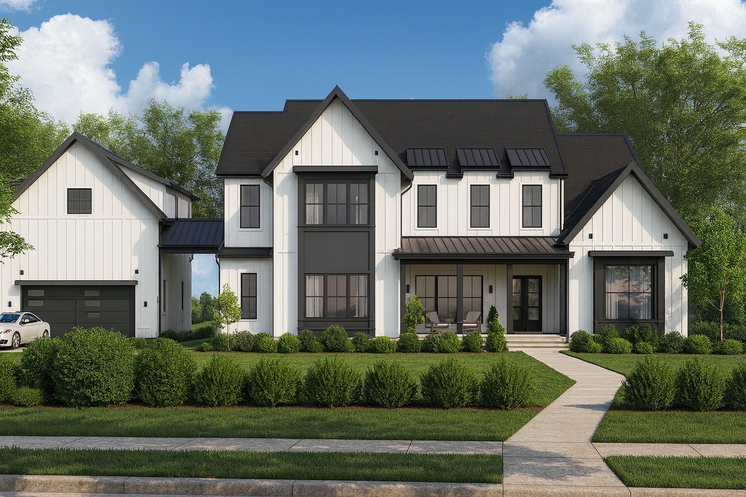 Welcome to Sunset Farms—an extraordinary, one-of-a-kind luxury estate offering the rare combination of gated privacy, designer finishes, & wide-open spaces. Sitting on 8.35 beautifully landscaped acres with a private pond, this custom masterpiece spans 7,002 square feet of elevated living space with 4 spacious bedrooms (plus optional 5th), 5 full baths, & 2 elegant powder rooms. Built for the discerning buyer, every inch of this home has been meticulously curated, featuring vaulted ceilings with 14” beams, dramatic floor-to-ceiling fireplaces, & oversized slider doors that flood the home with light & stunning views. Wide plank hardwoods, stone accent walls, & custom millwork throughout showcase its true craftsmanship. The dream kitchen is anchored by soaring ceilings, 12’ custom oak cabinetry, & top-of-the-line Thermador appliances, including 48” range, built-in coffee maker, & scullery with second dishwasher & double oven, refrigerator/freezer, sink, & open shelving. The primary suite is a true retreat, featuring two-story ceilings, floor-to-ceiling windows, dual walk-in closets with custom cabinetry, chandeliers, full-height wall tile, a spa-worthy bath that is a true FEATURE, plus oversized shower with rain head & body sprays. Step outside to your backyard oasis, where a brand-new 16x32 Pebble Sheen pool & spa await, complete with fire bowls, waterfall, tanning ledge, travertine coping, brushed concrete, & turf decking. Enjoy sunsets from the expansive covered patio with two-story stone fireplace. Additional features include 4-car garage bays plus space for 2 additional cars or lifts, a natural operational well onsite, underground storm-safe room & wine cellar with spiral staircase, bonus flex space above garage (700+ sq ft with full bath & hardwoods), wired for whole-home entertainment & speakers, laundry room with dog station, pot filler & her closet access, additional 2-bedroom perk site perfect for a future guest or pool house. AN ABSOLUTE DREAM!