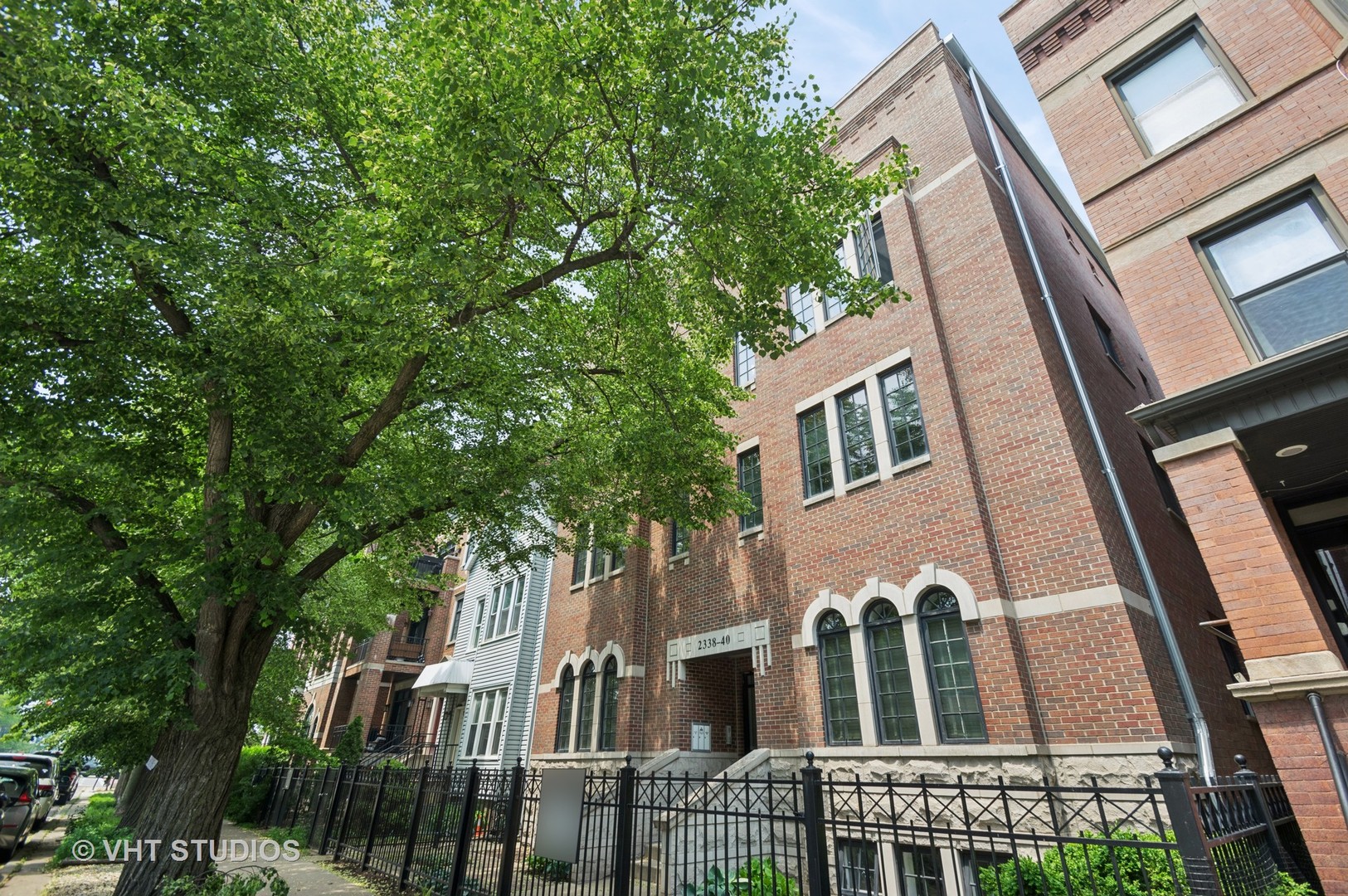 Presenting this stunning Roscoe Village two bedroom/two bathroom home  Solid all-brick construction, spacious extra-wide floor plan with exquisite millwork and high-end finishes throughout.  The south-facing living room windows welcome the sunlight.  New Brazilian Cherry hardwood floors throughout.  The kitchen features an island, freshly refinished cabinets, granite countertops with subway tile surround, a Viking range and new major appliances.  In-unit W/D. Large master suite with relaxing outdoor space.  Excellent 2nd bedroom.  Everything in this home has been meticulously maintained.  Well-managed association.  A private storage room and exterior parking space complete this home.  Walk to everything that is special about Roscoe Village.  Just steps away from your favorite restaurants, pubs, shops, and grocery stores.  Located within Audubon Elementary school boundary.  Enjoy the convenience of public transportation, bike trails to the lakefront, the river trail, and nearby parks.  This wonderful condo and the neighborhood provide the very best in city living.  Welcome Home.