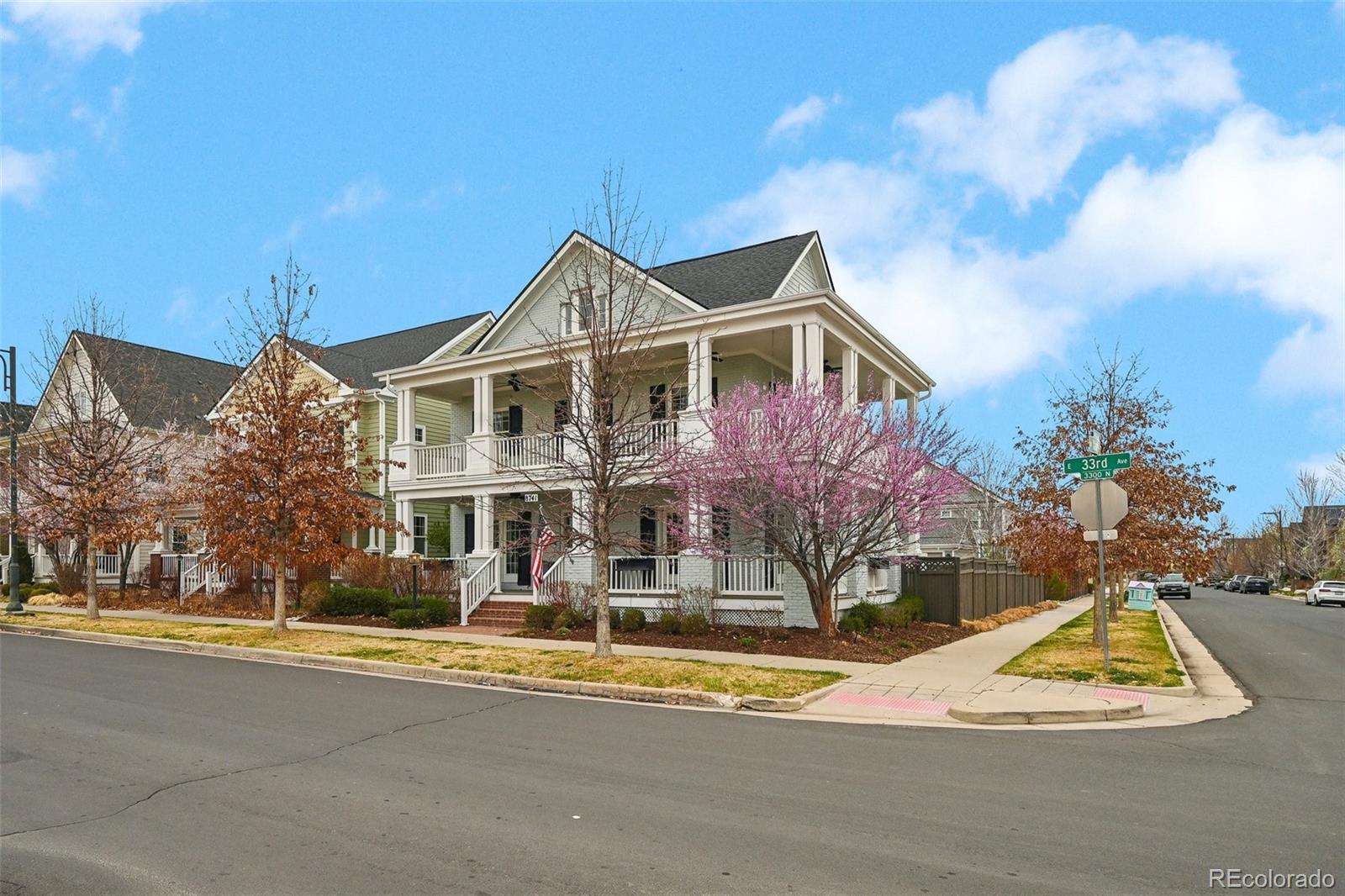 Stunning Central Park home offering 4,721 total sq ft, 5 bedrooms, and 5 bathrooms on a beautifully landscaped corner lot. This property provides exceptional space, functionality, and flexibility for today’s lifestyle.The open-concept main level features abundant natural light, a spacious living room with a gas fireplace, and a kitchen designed for both everyday living and entertaining. The finished basement offers additional living space with interior access, a bathroom, ideal for guests, recreation, or multi-generational living. Upstairs has a large great room or flex space with a bathroom. Outdoor living is equally impressive with a covered front porch, wrap-around deck, patio, and private yard. The lot is fully landscaped with mature trees, front and rear sprinklers, and partial fencing. A detached 2-car garage with exterior access, lighting, and storage adds convenience.Constructed with brick and frame, this home features a composition roof (replaced in 2024), is across the street from Central Park, and is near all sorts of parks, trails, and public transit (approximately 6 blocks to bus, 1 mile to light rail), with easy access to shopping, dining, Anschutz Medical Campus, and downtown Denver. If you climb the hill across the street, it's perfect for sledding and fireworks!A rare opportunity to own a spacious, move-in-ready home in one of Denver’s most desirable master-planned communities.