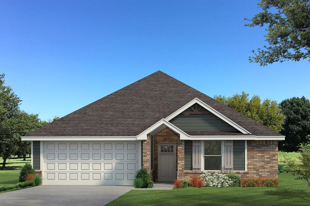 This John floor plan includes 1,310 Sqft of total living space, which includes 1,200 Sqft of indoor living space and 110 Sqft of outdoor living space. There is also a 385 Sqft, two car garage with a storm shelter installed. This new home offers 3 beds, 2 baths, 2 covered patios, and a utility room! The living room includes high ceilings, exquisite wood-look tile, a ceiling fan, the perfect sized windows, and Cat6 wiring. The kitchen spotlights custom-built cabinets with decorative hardware, stainless-steel appliances, decorative tile backsplash, elegant countertops, and wood-look tile. The primary suite features 2 windows, a ceiling fan, our cozy carpet finish, and a sizeable walk-in closet. Attached is the upgraded primary bath, which holds a dual sink vanity complimented by a 3 CM quartz countertop, satin nickel features, and a tub/shower combo. Outdoor living includes fully sodded yards, a smart home irrigation system, and 30-yr weather wood shingles. Other amenities include a water-saving tankless water heater, a fresh air intake system, R-15 & R-38 insulation, and so much more!