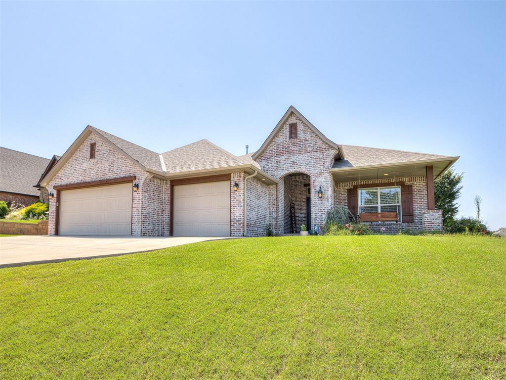 Welcome Home! Located in the sought after addition of Eastwood and Choctaw schools this beautiful home is ready for new owners. Walk through the front door and into a spacious open main living/ dining area complete with ceramic tile floors though out, gas fire place,  large widows with shutters overlooking the back patio, and a good size dinning area. Living room opens to the kitchen which hosts a large center bar, stainless steel appliances, gas range, both under and over the cabinet lighting, large pantry, and beautiful granite countertops. A large laundry room with extra over head storage can be found off the garage with a 1/2 bathroom across from it for easy access. Home features a great split floor plan with the master and office/ 4th bedroom located to on the West side of the home and two good sized guest bedrooms with a jack and Jill bathroom between to the East. Master is large, has recessed lighting, and opens to a full master bath. Master bath hosts a beautiful free standing soaking tub, double vanities with granite counter tops, large walk in tile shower, private water closet, and a MASSIVE walk in closet with built in storage. Office can be found overlooking the front porch with glass double doors, standard dbl door closet, and a large built in book shelf. Both secondary bedrooms can be found off the kitchen, both are good sized with one over looking the back yard complete with a bench seat. The Jack and Jill bathroom provides a private sink and over sized closet  for each with a tub/shower combo in the middle. Garage has space for three cars, hosts an in floor storm shelter and extra storage space. The back yard is good sized, fully fenced, has a cute covered patio, and private gate to the walking trails. HOA includes: 4+ miles of walking trails, 3 ponds, community pool, lighted tennis court, playground and 1/2 basketball Court. Book your showing today! Floor plan can be found in supplements.