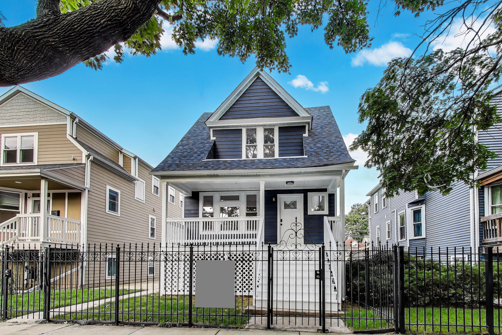A completely updated modern hardy board home on an oversized 37.5 foot wide lot with a 2-car garage and a 1-car parking pad. It features 4 bedrooms and 2.5 baths. The second floor has a primary suite with its bathroom, with a double sink, recent updates, including a new roof, new Hardie board siding, and completely updated throughout. The living room features an open concept flowing through the dining room, through to the magnificent kitchen, making it a comfortable space to relax or entertain. Enjoy your morning coffee on the classic front porch with a gated fence. The large, fully fenced yard is perfect for barbecues, gardening, kids, or pets. Enjoy evenings in your quiet rear atrium. you have over 15 feet between your neighbors so it feels like a suburban oasis in the city.  Just 3 blocks from the CTA Brown Line, you'll have easy access to everything the city has to offer. Don't miss your chance to own a piece of Chicago's history in the heart of Albany Park!