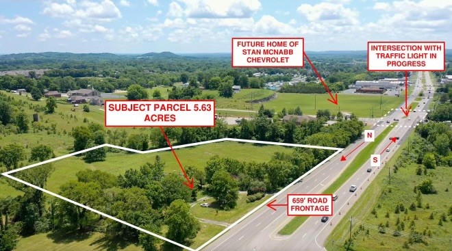 5.63 acres located at 1668 Nashville Hwy. This is a highly visible property on the northside just as you're leaving Columbia. This parcel is perfect for the next location of a much needed grocery store for the community on the northside of Columbia. This parcel would accommodate many commercial uses. Property is being sold for development purposes only.