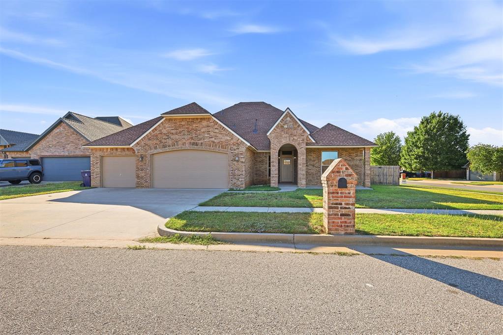 Welcome to this beautifully maintained 4-bedroom, 3-bathroom home with a dedicated office, situated on a desirable corner lot in the Mustang School District! This thoughtfully designed home offers a spacious and functional layout, perfect for everyday living and entertaining. The inviting primary suite features a spacious bathroom complete with a large soaking tub, separate walk-in shower, and plenty of room to unwind. Bedrooms two and three share a convenient Jack-and-Jill bathroom with a tub/shower combination, while the generously sized fourth bedroom offers flexibility for guests or additional living space. A third full bathroom with a tub/shower combination adds even more convenience. The kitchen features a gas stove and a spacious column pantry, providing excellent storage and functionality. Enjoy a cozy fireplace and a spacious three-car garage with insulated garage doors and an in-floor storm cellar for added peace of mind. Major updates include a BRAND-NEW ROOF with a 25-year transferable warranty and upgraded ventilation! Additional highlights include a 50-gallon hot water tank and a desirable corner-lot location. Conveniently located near Will Rogers World Airport, approximately 10 minutes from downtown Oklahoma City, and just minutes from Earlywine Golf Course, shopping, dining, and entertainment. This home offers the perfect combination of comfort, functionality, valuable upgrades, and a fantastic location. Schedule your private showing today!