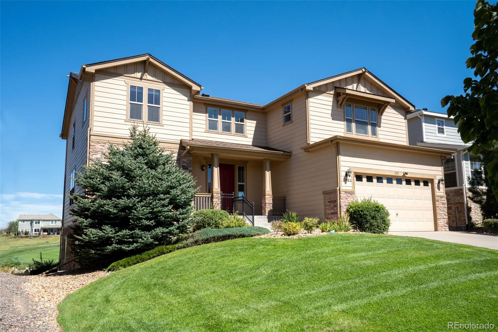 Beautiful Home!   Golf course views* Located in one of Parker’s most desirable communities*  Tall ceilings, Natural  and open floor plan.  Formal dining room, open kitchen for gatherings*    Spacious kitchen with double ovens, gas cooktop, walk-in pantry, and connected layout*  Expansive windows showing golf course scenery throughout the home*  5 bedrooms, 3.5 bathrooms, main floor office, and finished walkout basement* Large basement bedroom and full bath ideal for guests* Basement living area perfect for entertaining, movie nights, or a home gym* Outdoor living includes stamped concrete patio and Trex deck with peaceful views* New tankless water heater, radon mitigation system, newer roof, and upper-level laundry*  Minutes from top-rated schools, trails, dining, shopping, and everyday conveniences*  Offers breathtaking scenery*