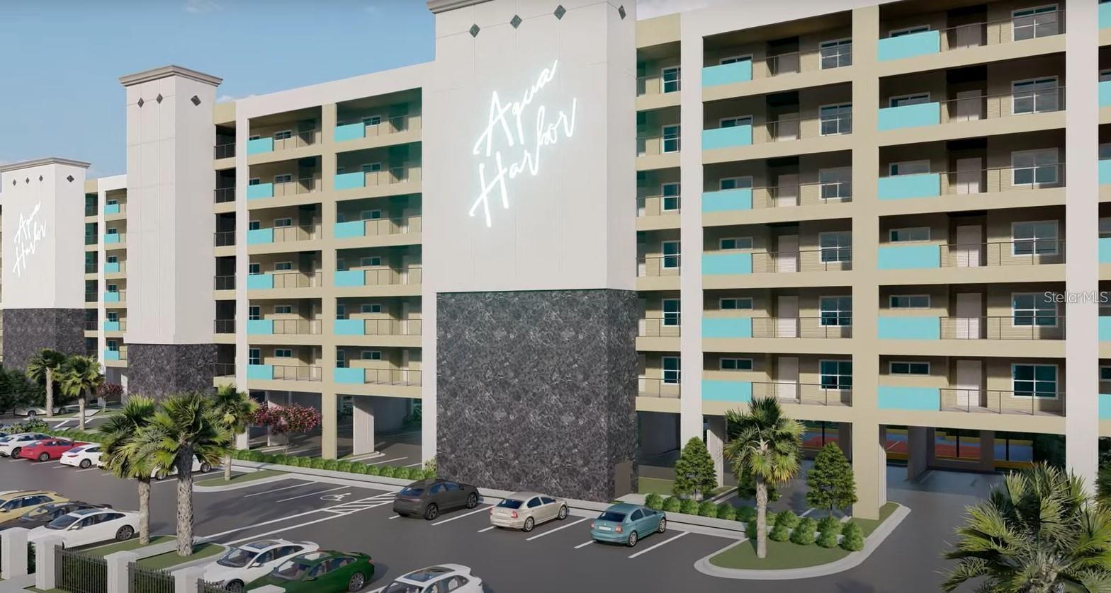 One or more photo(s) has been virtually staged. Pre-Construction. To be built. Accepting Reservations! Introducing Aqua Harbor, an exclusive Legacy Project of two 48-unit, waterfront condominiums, ideally located in the historic community of Gulf Harbors in New Port Richey. Rising approximately 94 feet high, this 7-story, 2 building development offers uninterrupted views from its private balconies. This 2-bedroom, 2-bathroom unit spans approximately 1,346 sq. ft. and features two stunning floor-to-ceiling windows in the Grand Salon, facing east, bathing the space in natural light. Designed for modern luxury, the residence includes an open-air balcony, high-quality kitchen cabinetry with a choice of three cabinet finishes, quartz countertops, luxury vinyl wood flooring throughout, stainless steel appliances, and tall ceilings. Buyers have the flexibility to choose their own ceiling fans and light fixtures, as well as the option to purchase custom closets for a truly personalized touch. Washer and dryer hookups are included in every unit for added convenience. The gated community boasts resort-style amenities, including a luxury swimming pool, grilling stations, pickleball court, private pet park, and a centrally located community elevator for easy access to all floors. Each floor is equipped with a convenient waste chute, ensuring effortless trash disposal. A limited number of private boat slips are available for rent, exclusively for owners and can accommodate most vessels. The community is perched on the "SeaFire Basin", a deep-water canal with a direct, deep-water access to the Gulf! Ideally located near Publix, waterfront dining at Seafire Grill and Sunset Cove, and the vibrant Downtown District, Aqua Harbor offers the perfect blend of elegance and convenience. Built with concrete block construction and reinforced slabs for superior durability, these condos have a low $557 HOA fee covering property, flood, and liability insurance, water, sewer, trash, high-speed internet with a streaming device, landscaping, and building maintenance. Built like a fortress, this building was constructed to withstand high winds and is elevated to prevent flooding. The perfect resort for those looking to downsize to a safe location and stay right in the Gulf Harbors community. Contact us today—our preferred lending team is ready to help make your dream a reality!