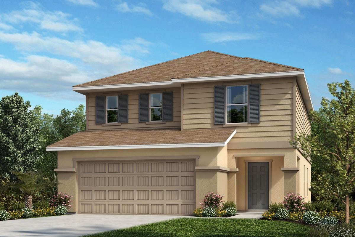 This picturesque two-story house is sure to enrapture you the moment you walk in! The open floor plan features 9-ft. first floor ceilings and vinyl plank throughout the living and wet areas. The entry gives way to a great room that leads out to an extended covered patio for a perfect place to host family gatherings! The kitchen showcases 36-in. upper cabinets with bronze hardware, granite countertops, a flushed breakfast bar, an ample pantry, and a stainless-steel Whirlpool® appliance package. Moving upstairs, you will find two secondary bedrooms and a loft. The oversized primary bedroom consists of a spacious walk-in closet and an adjoining bathroom with a tile surround walk-in shower, a linen closet, and a dual sink vanity with quartz countertop.