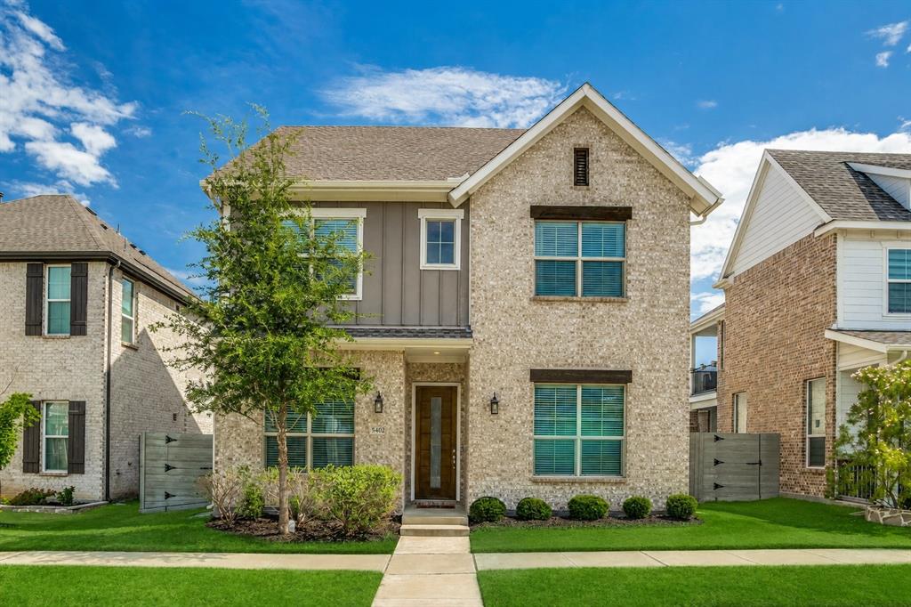 Nestled in the sought-after Villas at the Station community, this beautiful single-family home offers the perfect blend of comfort, style, and convenience in Sachse, Texas. Ideally located near the George Bush Turnpike, shopping, dining, top-rated schools, and everyday amenities, the neighborhood also borders Rowlett Creek Preserve and a community park, providing easy access to scenic trails and outdoor recreation. This thoughtfully designed 4-bedroom, 3-bathroom home features a private office and a spacious game room, with a layout that lives much larger than its 2,500+ square feet. The gourmet kitchen is equipped with granite countertops, stainless steel appliances, and a generous walk-in pantry, making it ideal for everyday living and entertaining. The luxurious primary suite offers a spa-like retreat with a soaking tub, oversized shower, and ample space to unwind. A first-floor secondary bedroom and full bath provide the perfect setup for guests or multigenerational living. The private office makes a statement with rich, moody colors and designer wallpaper, creating a sophisticated workspace. Upstairs, the spacious game room provides additional living space for family fun or entertaining. Step outside to enjoy the backyard, complete with a well-maintained above-ground swimming pool with a filtration system—perfect for cooling off during the Texas summers. From its beautiful finishes to its functional floor plan and meticulous upkeep, this home is truly move-in ready.