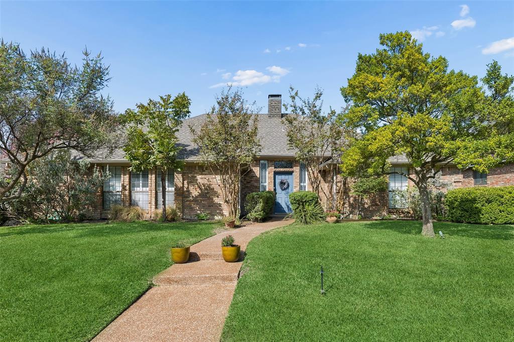 Welcome to Hunters Glen Estates, a mature neighborhood with tree-lined streets and spacious lots! This beautifully updated home features fresh paint throughout, popcorn ceilings removed, and new flooring upgrades in 2026. The inviting entryway boasts soaring ceilings, while skylights in the kitchen and dining room fill the home with natural light. Enjoy laminate wood and tile flooring throughout—NO carpet! The kitchen shines with new tile, under-cabinet lighting, and a brand new never used built-in double oven with air-fryer (3 yr warranty). A new water heater (2025), new HVAC blower (2026) adds peace of mind. The huge bonus room provides a versatile fourth room for an office, game room, or guest space. The oversized garage features built-in shelving & a work area. Enjoy the expansive backyard with a new 8-foot cedar fence (2024) and front and back sprinkler systems. Maytag washer and dryer convey! Walk to Frank Beverly Park and the Kroger shopping center. Less than a mile from the police station, Davis Library, Jack Carter Pool, and Dog Park. Convenient access to the Tollway, 75-Central, Hwy 121 & George Bush Turnpike. A fantastic blend of updates, space, comfort, and location! Don't miss this gem!