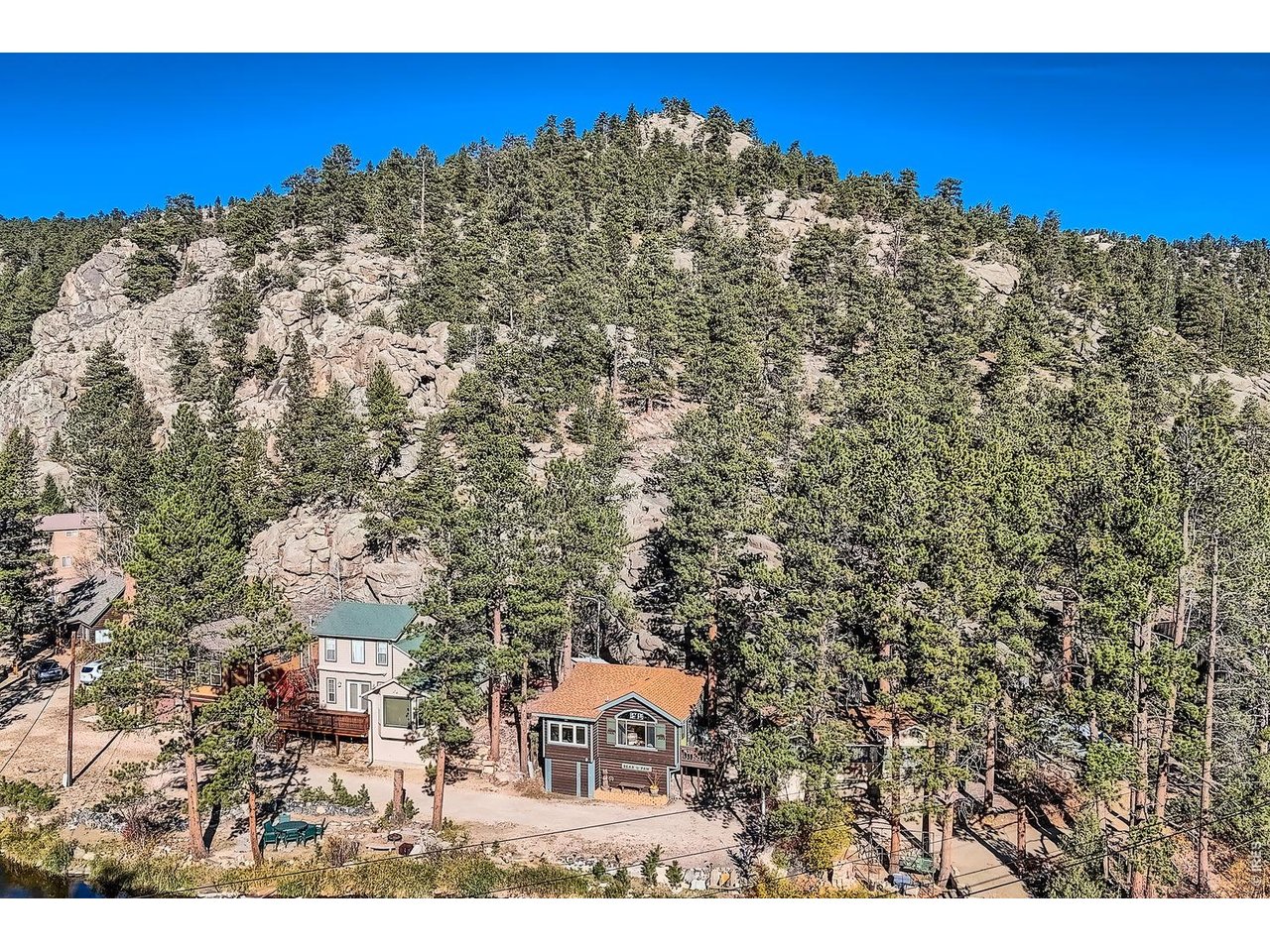 Welcome to your own private anglers' oasis-a century-old mountain cabin where the river greets you right out the front door. Imagine waking up in a cozy 1-bedroom retreat, brewing your coffee, and slipping on your waders to step straight from your porch down into a pristine fishing haven. This property is every fly fisher's dream, with a beautiful riverfront patio, perfect for enjoying meals as you watch the waters ripple and the trout jump.Steeped in history, this cabin once sat along the original stage road from Loveland to Estes. Today, the only "traffic" you'll need to worry about is the occasional eagle soaring overhead or a curious elk passing by, as the road has long since been relocated across the river. Surrounded by majestic rock outcroppings, the cabin's south-facing windows invite the sun to warm the spacious living and dining areas year-round. And with a recently remodeled bathroom, you can enjoy the charm of old-time character with all the modern comforts.Step out onto the attractive front deck or take a short walk over the community-maintained bridge, a scenic route that feels like stepping into a postcard. Just minutes from Estes Park and the gates of Rocky Mountain National Park, you'll have the best of mountain living, festival fun, shopping, wildlife viewing, and hiking trails galore all close at hand.Whether you're here to cast a line in peaceful solitude, share laughter with loved ones, or savor the natural beauty that surrounds you, this cabin is your perfect mountain escape. A place to reconnect, unwind, and create cherished memories in every season.