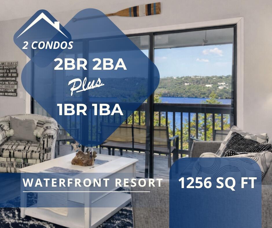 SUCCESSFULL NIGHTLY RENTAL! 1256sqft! 2 FULL KITCHENS! 2 LAUNDRY FACILITIES! 2 LIVING AREAS! NEW HVAC! NEW WATER HEATER! NEW APPLIANCES! & BRAND NEW ROOF! 3BR 3BA condo has been totally renovated with designer updates everywhere you look! This condo truly has it all! Gorgeous Table Rock Lakeviews. Lockout door that transforms 1 condo into 2 fully equipped condos. Exclusive access to Indoor Pool, Outdoor Pool, Children's Play Park, Pickleball Courts, and Basketball Court. And... enjoy 2 on-site restaurants. Crazy Craigs Shipwreck Bar & Crossing Cafe. Port of Kimberling Marina- 1.5 miles. Grocery- across the street. Silver Dollar City- 9.5 miles. Branson Strip- 13 miles.  You are cordially invited to join our amazing community. The Getaways at Kimberling Crossing Waterfront Resort.