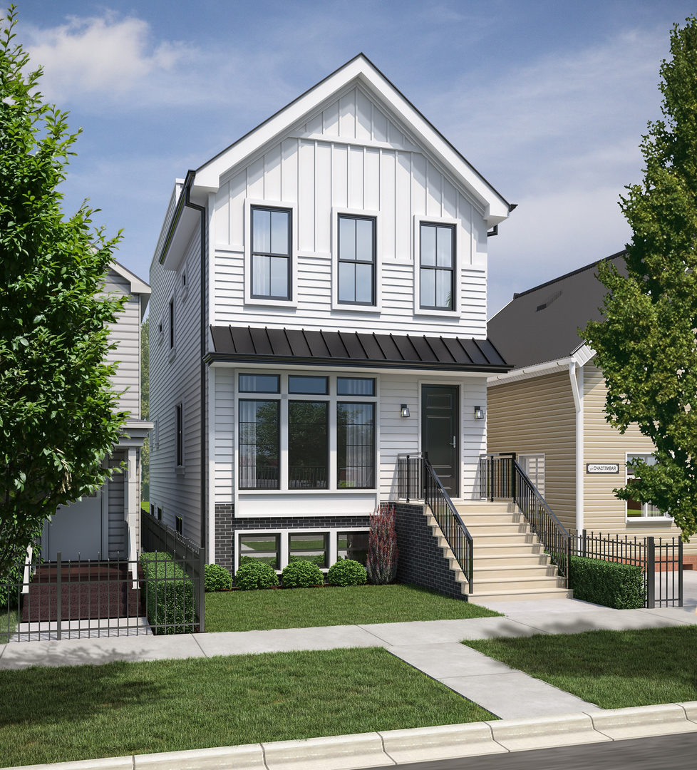 Ready to Move-in! New construction 2 story Luxury single family home with basement and rooftop deck over the Garage by reputed Architect-led design builder blocks from Hamlin and Fellger parks. Location offers the best of Roscoe Village and Hamlin Park within Walking distance to Belmont / Clybourn ave shopping, bars, restaurants. Thoughtfully designed floor plan features 6 bedrooms, 4.2 baths with a rooftop deck over the garage. First floor features living-dining room combo with a fireplace, spacious chef's kitchen with Wolf and Sub-zero appliances with shaker cabinets around a 12' long island and a family room with coffered ceilings and custom built-ins around another gas fireplace. Second floor features 4 bedrooms and 3 bathrooms and a laundry closet. Basement features luxury vinyl tile flooring with radiant heating with two bedrooms, one and half baths with a large family room besides the laundry and mech. closets. Home is clad with James Hardie board exterior siding with the facade featuring masonry until first floor. Electric car charging ready two car frame garage with rooftop deck over garage and metal stairs to rooftop. Ample fenced front yard, rear semi-paved yard and rooftop deck over the garage maximizes use of open space within the lot. Broker has ownership interest. Images are from developer's previous project.