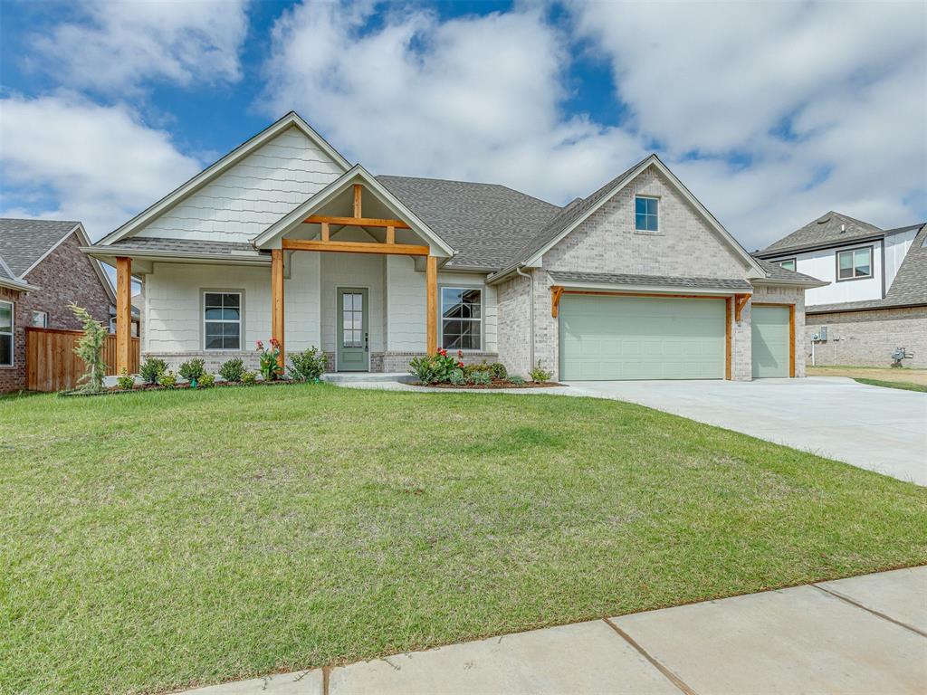 Welcome to this beautiful new construction home in the sought-after Cedar Lane neighborhood, just two miles from the University of Oklahoma campus. This thoughtfully designed home offers a spacious open layout with a stunning vaulted living area that creates a bright, welcoming atmosphere the moment you walk in. Large windows throughout the home fill every room with natural light.The heart of the home features custom cabinetry, a generous kitchen layout, and a walk-in pantry that provides both style and functionality. Just off the main living area, you’ll find a versatile flex space that can easily serve as a home office, guest bedroom, or hobby room.The private primary suite is designed to feel like a retreat, featuring a spacious bathroom with designer tile finishes, an oversized walk-in shower with a rainhead, and a beautiful freestanding tub that adds a true spa-like feel. On the opposite side of the home, two large secondary bedrooms are connected by a convenient Jack-and-Jill bathroom, and each bedroom includes its own walk-in closet.Step outside to the large covered back patio, complete with a cozy wood-burning fireplace — an ideal space for relaxing evenings or entertaining family and friends.