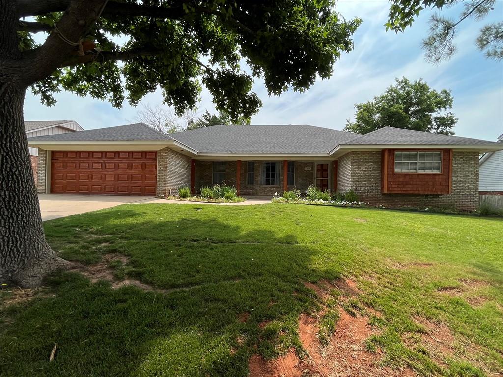 Welcome to 1304 Pine Oak Drive — a beautifully updated 5-bedroom, 3-bathroom home offering over 2,500 square feet of flexible living space in the heart of Southeast Edmond. Nestled in the established Oaklawn 3rd neighborhood, this home features two living rooms, two dining areas, and thoughtful design updates throughout. The main living room offers a cozy brick fireplace and abundant natural light, while the kitchen is equipped with painted cabinetry, granite countertops, pantry storage, and a functional workspace. Flexible options include a built-in bookcase, coffee bar, or desk space. All bedrooms are generously sized, and the primary suite includes a walk-in closet and private bath. Additional highlights: wood and tile flooring, fresh paint, raised ceilings, inside laundry room, security system, garage door lift, and smoke alarms. Enjoy outdoor living with both front and rear covered porches, and a fully fenced yard. Conveniently located near shopping, dining, and Edmond schools (Will Rogers Elem, Central MS, Memorial HS), with easy highway access.