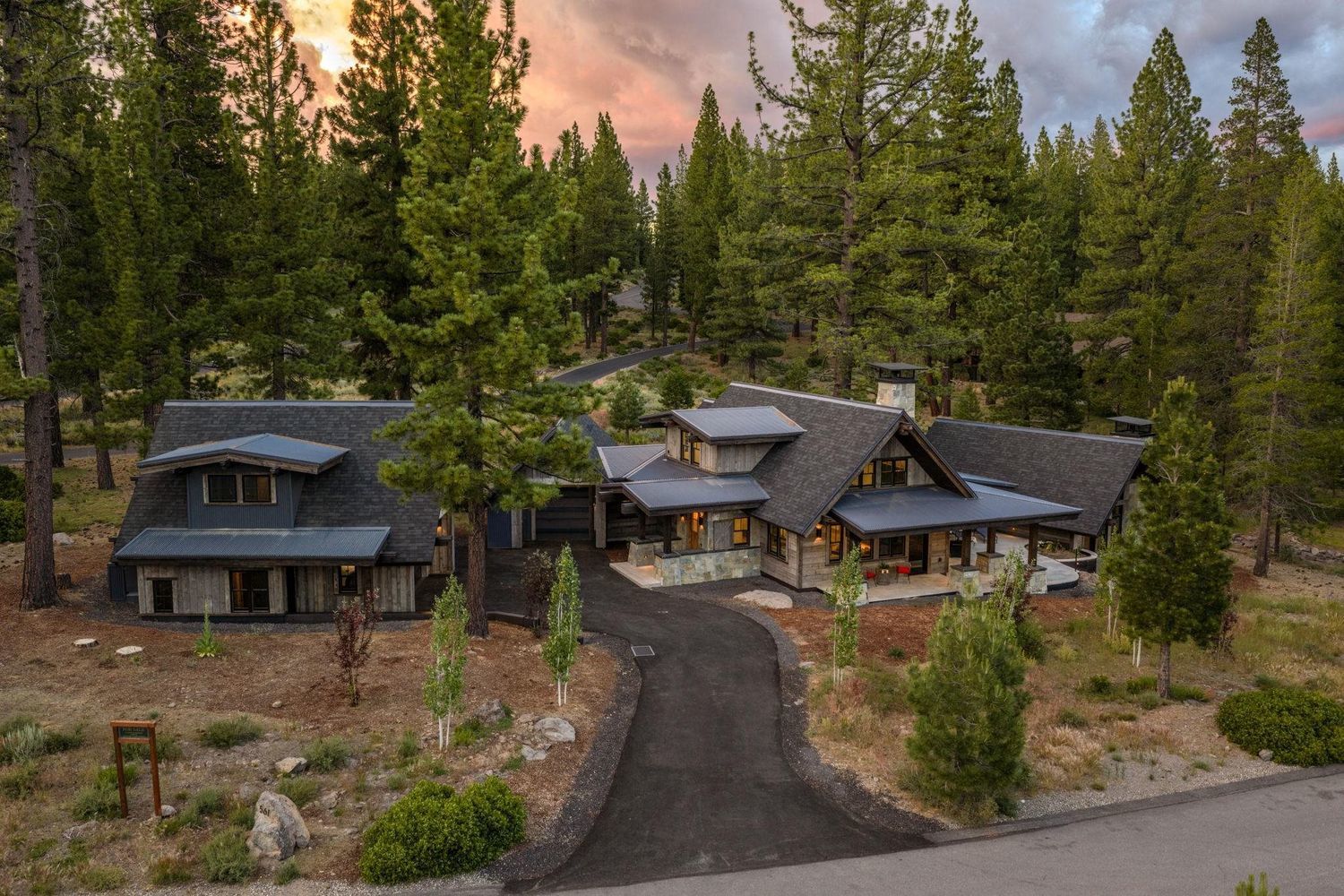 This 2026 build designed by renowned architect Clare Walton and ideally situated on a private one-acre homesite just moments from Lahontan's newly reimagined clubhouse, this exceptional mountain retreat blends timeless architecture with an unbeatable setting. Offering approximately 4,000 square feet, the 4-bedroom, 4.5-bath residence enjoys expansive views, abundant natural light, and the rare advantage of a level lot. Thoughtfully designed for both everyday living and entertaining, the property includes a detached guest house ideal for visitors, two separate garages, and a dedicated workshop or private office space. Outdoor living takes center stage with a spacious patio and stone fireplace, creating the perfect backdrop for evenings spent enjoying Lahontan's mountain vistas. A rare opportunity to own a legacy property in one of Truckee's most sought-after communities. Room dimensions not available. Listing agent and seller make no guarantee on room dimensions or square footage.