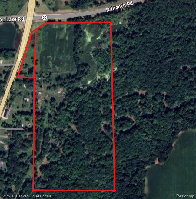 PRIME COMMERCIAL OR LIGHT INDUSTRIAL PROPERTY.  A total of 82.16 acres available on the corner of 2 major highways in Northern Lapeer County, M-24(N. Lapeer Rd) and M-90(North Branch Rd).   The 6 acres on the corner is an ideal site for gas station or strip mall with the road frontage on both M-24 and M-90.  2 Parcels are included in this sale.  #00600800812 and #00600900300.