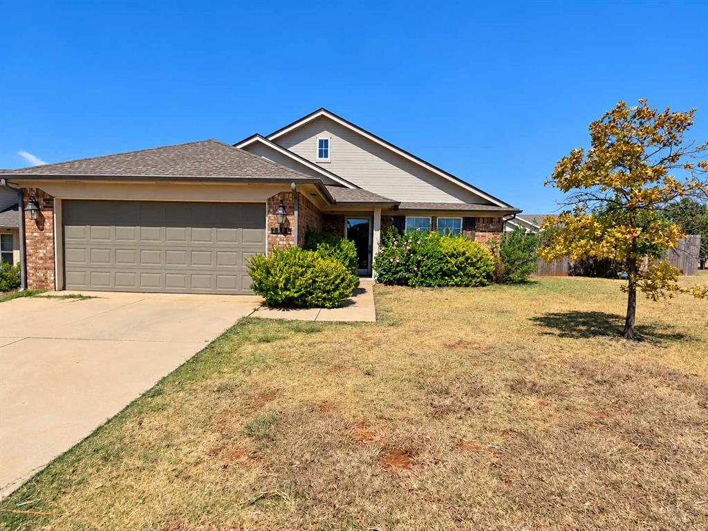 Welcome home to this beautiful Edmond property featuring an open and inviting layout with striking vaulted ceilings, exposed wood beams, and stylish modern finishes throughout. The spacious living area flows into a bright kitchen with white cabinetry, generous counter space, stainless steel appliances, and a breakfast bar. A unique wood accent wall adds extra character to the dining area. The home offers comfortable bedrooms, updated bathrooms, and plenty of natural light throughout. A washer and dryer are also included for added convenience. Outside, enjoy a fully fenced backyard with a large covered patio, perfect for relaxing or entertaining. The two car garage provides additional parking and storage. This home has so much to offer, schedule your showing today!