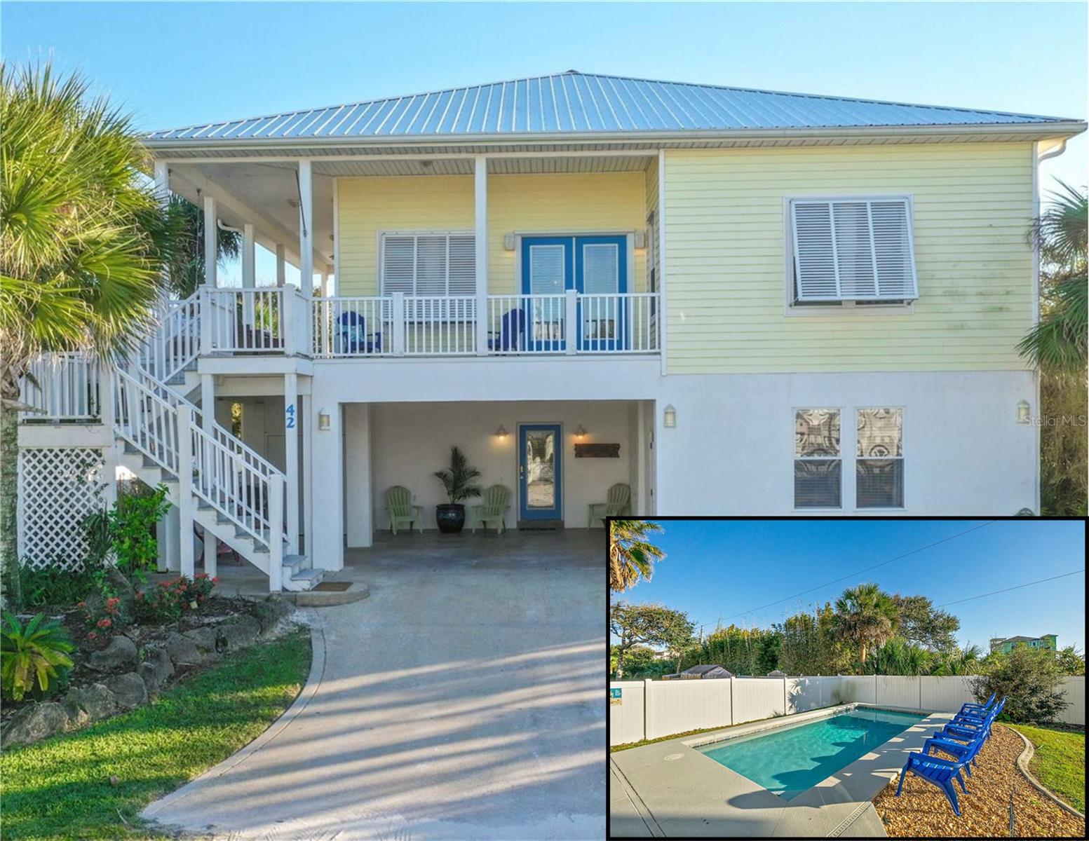 This home will make you say wow! If you are looking for a quiet Beach (3 min walk) & Pool getaway with your family, pets & friends, this home will accommodate 1-3 families comfortably. New Hot Tub was just added! Split into 2 levels, there are 2 master suites located up and downstairs. Upstairs master suite has King size bed, luxury bathroom, private sitting area outside on the deck. Kids will have their own kids bunk suite (2 bunks)with toys, TV and game console. Awesome Chefs dream kitchen with all the latest and greatest kitchen electronics including Ninja food processor, Coffee maker, pancake & waffle makers and many more gadgets. Dining room table with comfortable sitting for 6 guests (extra folding chairs available).   Downstairs another huge master suite with sitting area, which has separate entrance and another suite bedroom with Queen size bed. Downstairs is another living area set up as a game room with large screen TV, Bar area and awesome pool table as well as screened porch with cozy couch and chairs, enough things to entertain adults, kids, teenagers or young at heart. There is also a fenced yard perfect if you want to bring your furry friend along ($100 per pet fee). Upstairs has wrap around decking with table 6 chairs completed with a wonderful swing and more chairs to enjoy summer ocean breeze . Gorgeous all around, professionally decorated, this home will create a perfect setting for a perfect vacation. Very short 3 minute walk to a gorgeous white sand beach, which will feel like a private beach because there is no outside traffic on this street. No need to worry about your kids running outside, its so safe and quiet. All the beach chairs and umbrellas are provided for your enjoyment as well as 2 bikes. Come, Relax and Enjoy your stay!