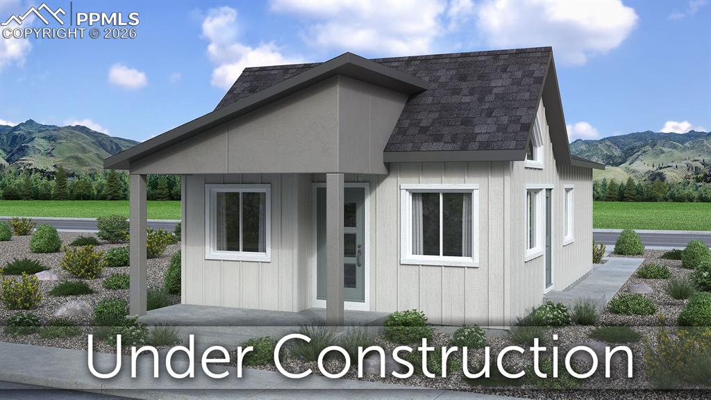 Ready in February. 274 plan in the new Villages at Sterling Ranch. Contemporary farmhouse exterior. Covered front porch. 2 bedroom, 1 bathroom, 2 car garage home. Kitchen features white painted cabinets, Terra Luna Quartz countertops, island, and stainless steel appliances including a refrigerator. Stackable washer and dryer conveniently located off of the bedrooms. Vaulted ceilings provide drama to the home. Full yard landscaping with irrigation included. Blinds in bedroom and bath. Home comes equipped with a heat pump for heating and cooling and a radon mitigation system. Home located in a covenant protected community.