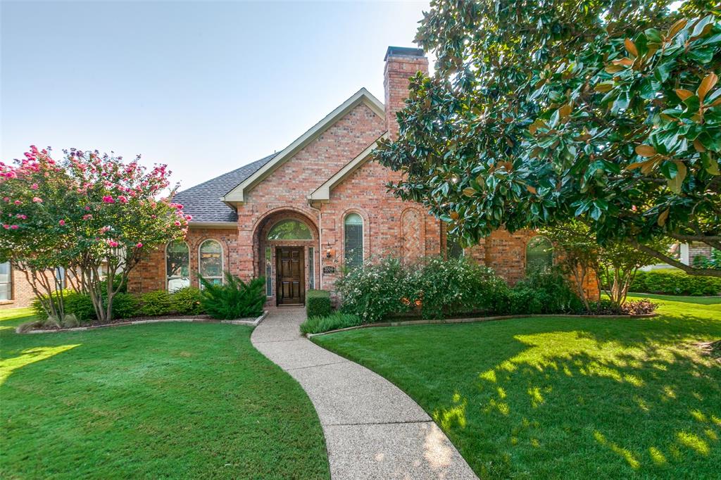 Discover this impeccably maintained single-story home nestled in one of Plano’s most desirable neighborhoods—Preston Meadow. From the moment you step through the elegant foyer, you're greeted with warmth and sophistication. Just off the entry, a versatile flex room with a cozy gas fireplace can serve as a home office or formal living room. The spacious family room is a true showstopper, featuring rich wood beams, a striking gas fireplace, and a wall of windows that bathe the space in natural light while offering a peaceful view of the backyard and pool. Culinary enthusiasts will love the fully equipped gourmet kitchen, complete with granite counter-tops, sleek stainless steel appliances, KitchenAid double ovens, under-cabinet lighting, and an inviting breakfast nook. The kitchen flows effortlessly into both the formal dining room and breakfast area, making entertaining seamless. Unwind in the serene primary suite with private access to the backyard and patio. The updated ensuite bath is a spa-like retreat, featuring dual sinks, granite counter-tops, seamless glass-enclosed shower, and a generous walk-in closet. Three additional bedrooms offer plenty of space for family or guests. Two bedrooms share a well-appointed Jack & Jill bath with dual sinks and granite counters, while a private fourth bedroom is ideal as a guest or in-law suite with access to a third full bath. Step outside to your personal retreat—a meticulously landscaped backyard with a sparkling, heated pool and spa for year-round enjoyment. Relax under the covered patio, surrounded by a well maintained board-on-board privacy fence. Enjoy unbeatable convenience just steps from Daffron Elementary and Preston Meadow Park, with easy access to major highways, premier shopping, dining, and entertainment. Pool Heater-Approx. 2020, Roof-2016, Windows-2015.