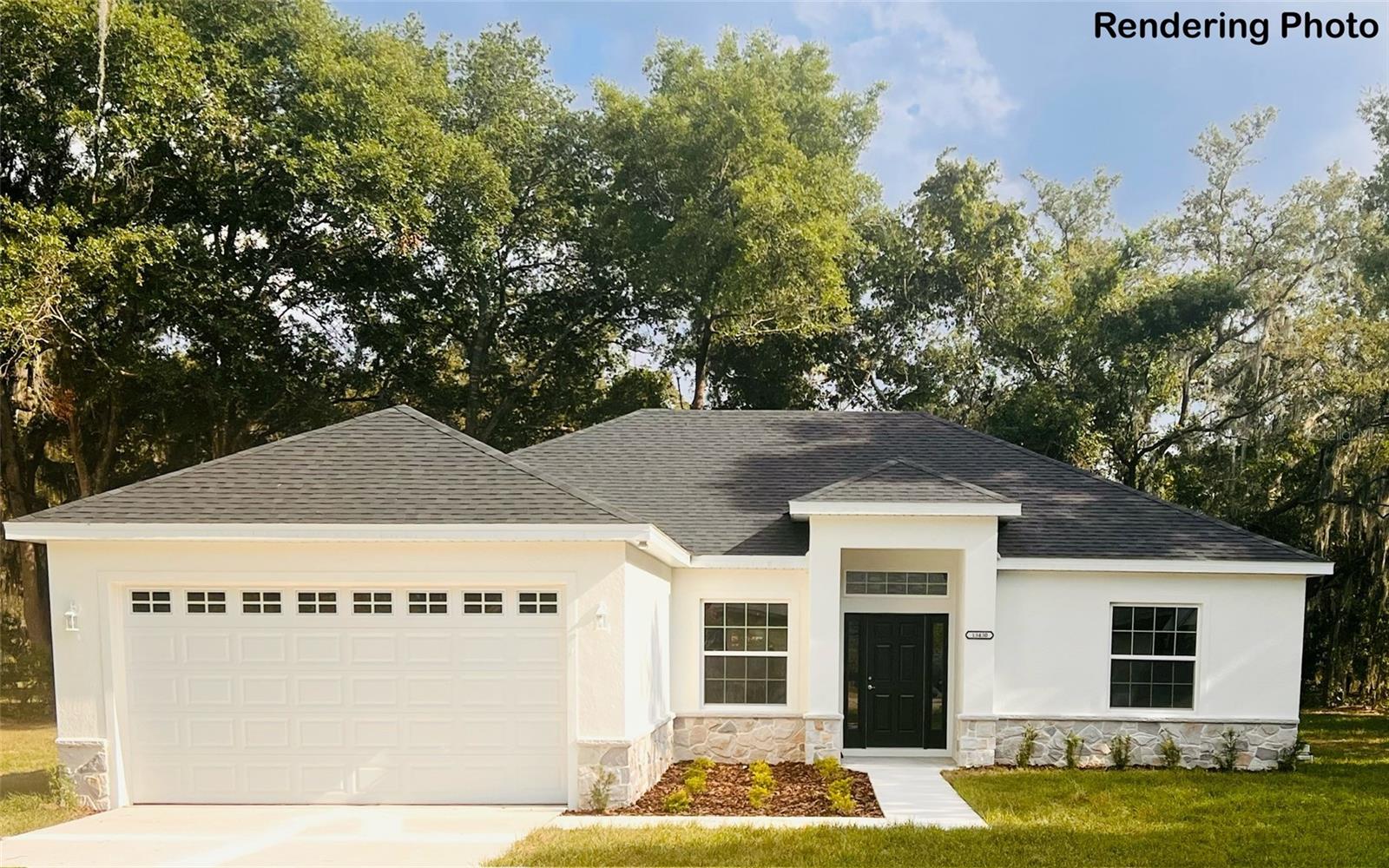 Under Construction. New Construction. 4/2 Home. This new construction home offers neutral tone finishes and the luxury vinyl plank flooring throughout the home to provide the perfect backdrop for any Buyer's design style. The great room is open to the kitchen, providing a very spacious and airy feel. The kitchen boasts granite countertops, a breakfast bar, eat in dinette area & a stainless-steel appliance package. The primary bedroom is generously sized, featuring a walk-in closet and ensuite bathroom with beautiful tile work in the walk-in shower.  The 4th bedroom is perfectly situated to serve as a home office/flex space or the 4th bedroom. Enjoy quiet time, or fun gatherings, on the covered rear porch. The exterior ledge stone gives this home wonderful curb appeal. Floor plan and site plan available for viewing. A must-see home!!!***PLEASE NOTE that photos in listing are renderings and not site specific***