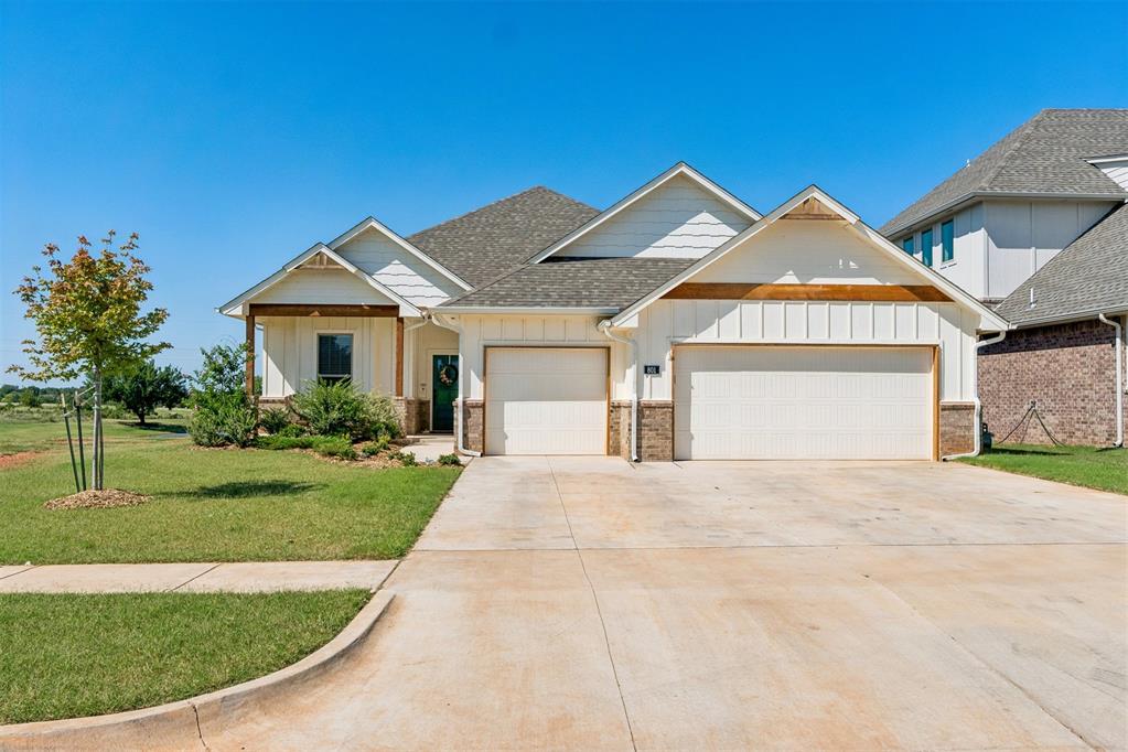 This 4-bed, 2-bath home welcomes you with an open floor plan, flexible living spaces, and plenty of room to make it your own. Just off the entry, the fourth bedroom is currently being used as a study, but it could easily become a guest room, playroom, hobby room, or whatever best fits your needs. The kitchen features an oversized island, a 5-burner gas cooktop, built-in oven and microwave, stainless steel appliances, abundant cabinet space, and a walk-in pantry. Open to the dining area and living room, it's a great space for everyday life and entertaining.The split-bedroom layout provides privacy for the primary suite with dual vanities, a soaking tub, an oversized walk-in shower, and a generous walk-in closet. Two additional bedrooms and a full bath are located on the opposite side of the home.The extended covered patio is spacious and the perfect place to enjoy the outdoor wood-burning fireplace while overlooking the neighborhood pond. Whether you're enjoying your morning coffee, watching the game, or winding down at the end of the day, it's a space you'll enjoy year-round.Additional highlights include a 3-car garage with an above-ground storm shelter, a mud bench/drop zone, a spacious laundry room, and access to the Broadmoore Heights neighborhood pool, playground, and common areas.Located in the Moore School District with easy access to shopping, dining, parks, and major highways. Buyer/ Buyer's Agent to verify all information.