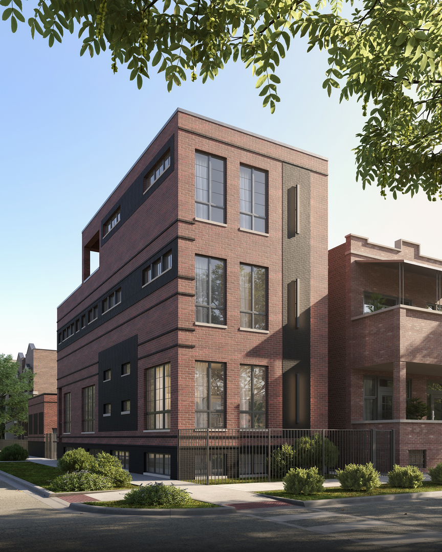 Welcome to 825 N Leavitt, a striking new construction home on a prime corner lot in Ukrainian Village. This all-brick home combines architectural presence with durability and timeless style. Expansive Marvin windows on three exposures flood the interiors with natural light, while thoughtful design unfolds across four levels. The main floor features an open-concept layout with soaring ceilings and a chef's kitchen anchored by a dramatic quartz double island featuring a prep sink and a working kitchen sink. Custom Italian cabinetry from Archisesto, panel-ready Thermador appliances, and Kohler plumbing fixtures highlight the quality and attention to detail throughout. A spacious dining area and sun-filled living room with fireplace create the perfect setting for both everyday living and entertaining. On the bedroom level, the primary suite offers a serene retreat with a spa-inspired bath featuring dual vanities, a soaking tub, and a glass-enclosed steam shower, along with walk-in closets. Secondary bedrooms are generously sized and complemented by a designer bathroom. The penthouse level adds another bedroom and full bath, a built-in wet bar, and a walkout rooftop terrace-one of the home's three outdoor spaces, alongside a rear deck and yard. The lower level provides versatility: use it as additional family space or configure it as a legal private garden apartment-ideal for multi-generational living, a nanny suite, or generating supplemental income. From its corner orientation and all-brick facade to its indoor-outdoor flow and abundant sunlight, 825 N Leavitt delivers the rare combination of modern design, enduring quality, and neighborhood charm-just steps from parks, restaurants, and all Ukrainian Village has to offer.