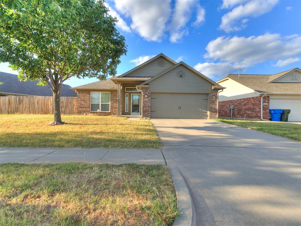 This home is located in a quiet, friendly neighborhood near one of Norman's newest elementary schools. Three bedroom, two bath plus a study. Open floor plan for easy entertaining. Storm shelter. Fenced yard. Refrigerator and microwave stays with the home.  Neighborhood playground nearby. Washer-dryer negotiable.