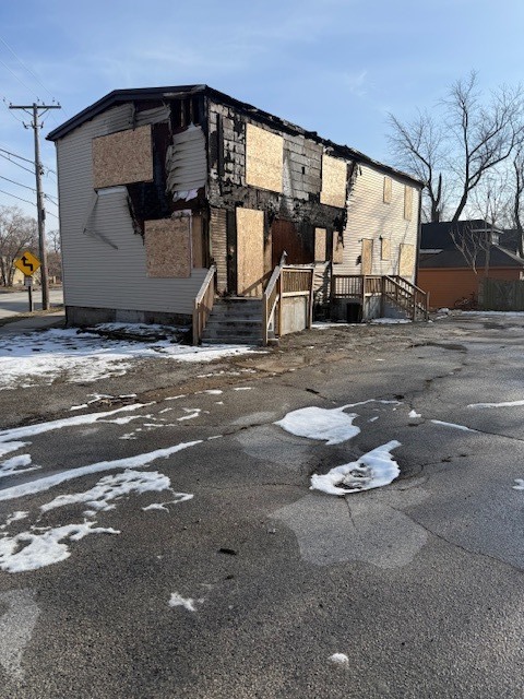 ATTENTION INVESTORS!! This fire-damaged two-unit building offers a rare chance to create a solid income-producing investment. The previous layout included a 4-bedroom/1 bath unit on the first floor and a 3-bedroom/1 bath unit on the 2nd floor. The building also has a full unfinished basement and large parking lot. Bring your vision and contractor-this is a full gut rehab project with the potential for significant return upon completion. The possibilities are endless here. With 2 PINs there is plenty of land to expand and truly transform this parcel. The Village of Dolton sale inspection will be ordered after a contract is accepted. Buyer will need to comply with the required Village of Dolton as-is escrow before closing. Property strictly sold as-is. No sight unseen or verbal offers will be entertained. Do not enter without permission.
