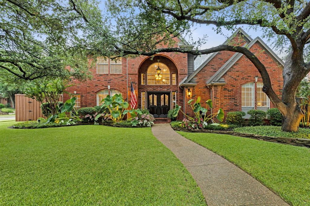 This meticulously maintained one-owner home is nestled on a quiet cul-de-sac in desirable West Plano.  Sitting on a  beautifully landscaped oversized corner lot, enhanced with uplighting that showcases the home’s exterior at night. Boasting 4 bedrooms, 3 full bathrooms, 2 spacious living areas, 2 dining spaces, and a versatile flex room, this home combines elegance, functionality, and comfort.  Inside, you’ll find soaring ceilings, abundant natural light, and upgrades throughout, including hardwood-scraped floors, plantation shutters, 4-inch baseboards, crown molding, stunning entryway and fireplace. The primary bedroom, on the first floor, has a luxurious en-suite bath featuring dual vanities, a Jacuzzi tub, and a large frameless glass shower.  This plan also offers a highly desirable second bedroom and full bathroom downstairs.The chef-inspired kitchen features custom cabinetry, granite countertops, stainless steel appliances, double ovens, two pantries, a large center island, wet bar and a custom butler's pantry. The kitchen flows seamlessly to the dining room and main living  area, with a wall of windows offering panoramic views of the backyard and pool. Upstairs, a second living area, bonus flex room, two additional bedrooms, and a full bath provide plenty of space for family and guests. Step outside to your backyard oasis: a fully remodeled pool and spa, gorgeous lighted and covered pergola creating outdoor living space and kitchen, and manicured landscaping, offering a stunning ambiance for evening entertaining or peaceful relaxation.This home is within walking distance to top-rated West Plano feeder schools, parks, trails, sports fields, Plano Sports Authority and Carpenter Recreation Center. You’re only minutes from the vibrant energy of Legacy West and The Shops at Legacy, and conveniently close to all major highways. Hurry this is a rare gem- a home that offers timeless style, thoughtful upgrades and a location you'll love to call home!