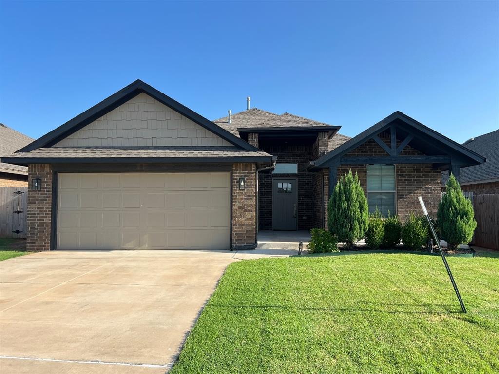 Available Now! Mustang Schools, No pets. Gorgeous 3 bed 2 bath home, modern colors throughout. Split floor plan. Open layout. Large backyard with covered porch. Min 600 credit score, 1 year lease.