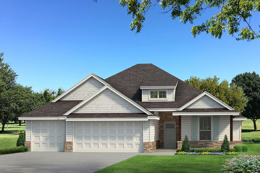 This Sage floor plan features 2,105 Sq Ft of total living space, which includes 1,850 Sq Ft of indoor living space and 255 Sq Ft of outdoor living space. This outstanding home offers 4 bedrooms, 2 full baths, 2 covered patios, a utility room, and a 3-car garage with a storm shelter installed. Because safety isn’t an option, Homes by Taber includes a roomy storm shelter in every home. The beautiful living room presents a beautiful cathedral ceiling with a ceiling fan, large windows, wood-look tile, a center stacked stone surround gas fireplace, rocker switches throughout, and Cat6 wiring. The kitchen supports stainless steel appliances, 3 CM countertops, stunning pendant lighting, a corner pantry, custom-built cabinets to the ceiling with cabinet hardware throughout and under cabinet lighting, more wood-look tile, and a center island equipped with a trash can pullout, a dishwasher, and a sink. The primary suite welcomes a sloped ceiling detail, windows, a ceiling fan, and our cozy carpet finish. Prime bath has a dual sink vanity, a free-standing tub, a walk-in shower, a private toilet, and a HUGE walk-in closet. Outdoor living welcomes a wood-burning fireplace, a gas line, and a TV hookup for your flat screen. Other amenities include our healthy home technology, a tankless water heater, a fresh air ventilation system, R-44 insulation, and so much more!