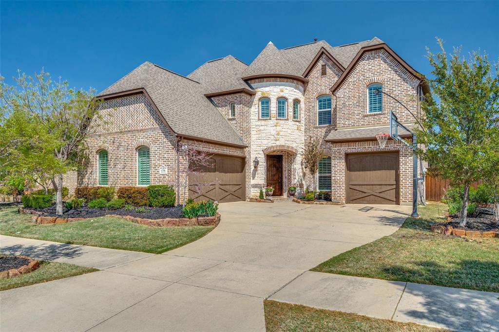 Stunning Shaddock Custom in Phillips Creek Ranch, Sheridan phase, walkable to all three Frisco ISD schools. This true 5-bedroom, 4.1-bath home with a 3-car tandem garage offers timeless design, modern comfort, and an ideal layout for both everyday living and entertaining.Hand-scraped hardwoods, plantation shutters, modern lighting, and custom built-ins throughout. The bright white kitchen features granite countertops, an oversized island, double ovens, commercial-grade gas cooktop with vent, and stainless appliances, all open to the dining and living areas. The family room showcases picture windows and a floor-to-ceiling stone fireplace, creating a warm and inviting space. A private study with French doors and a guest suite with en suite bath complete the main floor. The primary suite features hardwood floors, a paneled accent wall, barrel ceilings, and a spa-like bath with soaking tub, dual vanities, frameless glass shower, and dual closets leading to the oversized laundry room.Upstairs offers a spacious game room with built-ins, study alcoves, hardwoods, and a media room with projector and screen. Two bedrooms share a Jack and Jill bath, plus an additional bedroom with a full bath.Step outside to a resort-style backyard with pool, built in grill and covered patio, perfect for entertaining or relaxing evenings.Enjoy an amenity-rich community with clubhouse, fitness center, fishing pond, walking trails, two pools, splash pad, bocce ball, sand volleyball, outdoor BBQ areas, playgrounds, and a full calendar of events including outdoor movies, concerts, food trucks, and holiday celebrations. HOA includes front yard maintenance and ADT security.Ideally located minutes from DNT and Hwy 121, with easy access to Hidden Cove Marina for boating, kayaking, and biking, and close to The Star, Legacy West, Grandscape, PGA Frisco, and premier shopping and dining.