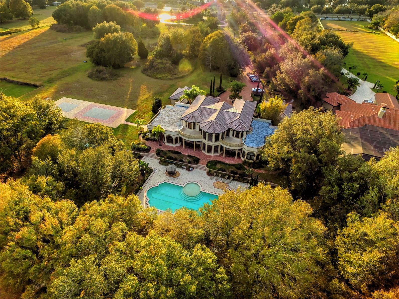 Experience Unparalleled Elegance at Villa Adriana: A Legacy Estate Awaiting Its Next Chapter.

Nestled within the exclusive, double-gated enclave of Bellamere a 20 Acre 4 lot community, Villa Adriana stands as a testament to timeless Mediterranean-revival architecture and modern luxury. This extraordinary estate, spanning over 5 acres of impeccably manicured grounds, offers breathtaking, uninterrupted vistas of the tranquil Lake Kell. Crafted with a masterful touch, this 6-bedroom, 6.5-bathroom residence spans 6,820 square feet of exquisite living space. The home’s interior is a curated collection of authentic, artisanal details, including Venetian plaster walls, Baroque-style painted and gold leaf ceilings, and a dramatic travertine staircase with a custom iron rail. The ambiance is elevated by 10 Swarovski crystal chandeliers, bespoke cherry cabinetry, and polished aged granite flooring that flows throughout the home.
The gourmet kitchen is a chef's dream, featuring a suite of professional-grade Wolf/Sub-Zero appliances, perfectly complemented by a separate fully equipped butler's kitchen. The home's technological infrastructure is as sophisticated as its design, with integrated Vantage lighting controls, a state-of-the-art home theater, and a comprehensive security system. A dedicated library/office, gym, and multiple living spaces, including an oversized family room, provide a seamless fusion of functionality and grandeur.

The exterior is an entertainer’s paradise. A lavish saltwater pool with an integrated spa, sundeck, and cabana creates a resort-like atmosphere. The lush Tuscan-themed landscaping enhances the property’s "Old World" charm, while a screened gazebo on the dock, over the water, provides a serene retreat for enjoying the lake views. Four garage spaces and a workshop area offer ample room for a collection of vehicles and hobbies.

Perfectly positioned with swift access to I-275, I-75, Dale Mabry Hwy, Us 41 and the Veterans Expressway, Villa Adriana offers a secluded sanctuary while keeping the world-class amenities of Greater Tampa Bay—including upscale shopping, fine dining, professional sports, and pristine beaches—within effortless reach. Villa Adriana is more than a home; it is a legacy—a masterpiece that demands to be experienced in person.