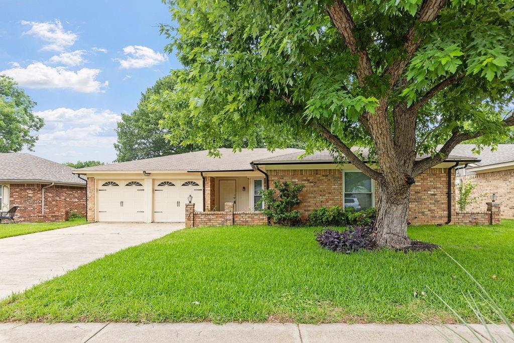 Quaint traditional home in the heart of Bedford, in a well-established neighborhood, with beautiful shade trees and a home filled with character. Cozy family room with exposed beams and vaulted ceilings, charming built-ins, a wood burning fireplace for your relaxation. Functional kitchen space with plenty of cabinets, an eat-in breakfast area with views of the backyard through the bay window.  You will love the convenient location with easy access to highways, shopping, and entertainment in Dallas, Fort Worth and the mid-cities. . Enjoy this spacious backyard waiting for you to make your own memories. Buyer and Buyer's agent to verify all information