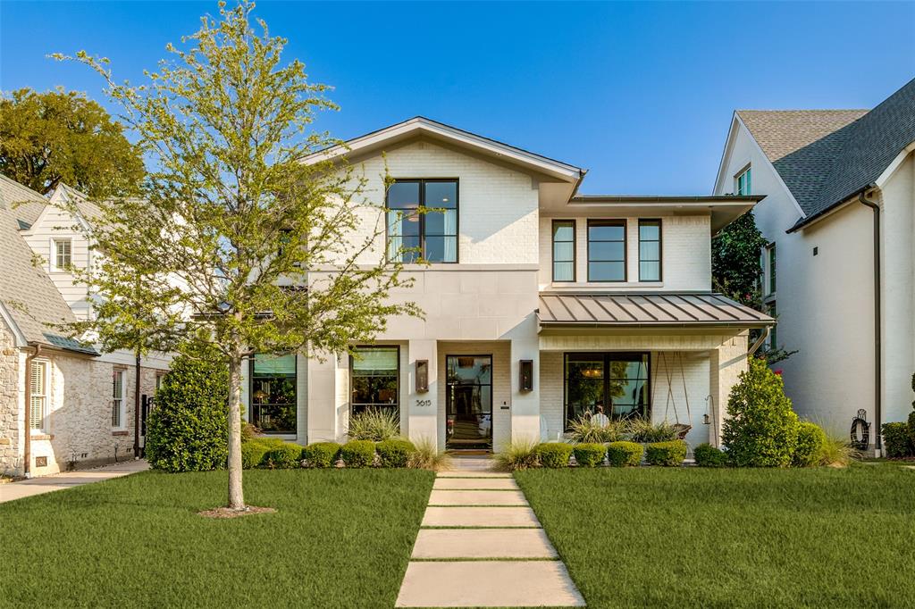 Refined architecture and thoughtful interiors define this exceptional home located in the highly desired Devonshire neighborhood . A sophisticated painted brick façade with cast-stone lintels sets the tone with a covered porch and sweet porch swing. Inside, curated designer finishes elevate every space, from the formal dining room with Phillip Jeffries grasscloth wallpaper and a deep coffered ceiling to the private office featuring custom built-ins, a built-in desk, and a warm wood-plank ceiling. The dream kitchen is anchored by a striking floating island with a rich butcher block countertop, scalloped stone backsplash, commercial-grade appliances, and a separate beverage refrigerator. Upstairs you have all four bedrooms plus a spacious second living area. The serene primary suite is filled with natural light and showcases warm white oak flooring and oversized windows, while the luxurious spa-inspired bath offers dual vanities, marble flooring and tile, a freestanding soaking tub and a walk-in steam shower. Glass sliding doors create the perfect indoor-outdoor lifestyle, opening to a covered patio with a built-in outdoor kitchen, low-maintenance artificial turf, and a sparkling pool complete with an automatic cover. It is prepped and ready for it’s next owners.