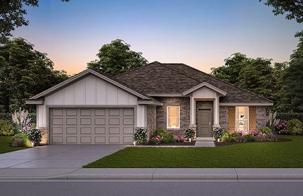 Discover refined living with the Brea floor plan, currently under construction and available for early reservation—giving buyers a limited opportunity to select interior colors and finishes before completion. Located in the desirable Bellatona community, this home offers an ideal balance of style, comfort, and value with convenient access to OU, Lake Thunderbird, Sooner Mall, I-35, and the OKC Metro. This thoughtfully designed home features an open-concept layout where a spacious island overlooks the main living area, highlighted by a corner fireplace perfect for everyday living and entertaining. A private flex room with a barn door provides an ideal space for a home office, study, or creative retreat. The chef-inspired kitchen showcases built-in stainless steel Samsung appliances, a 5-burner gas range, farmhouse sink, soft-close cabinetry, under-cabinet lighting, a large pantry, and a free-standing island. Wood-look tile enhances the main living areas, offering both durability and style. The home comes equipped with a tankless hot water heater for energy efficiency and endless hot water. Enjoy outdoor living on the back patio overlooking a spacious level backyard with room to relax or entertain. Bellatona residents enjoy access to a 6-acre park and playground with a true neighborhood feel. Homes at this stage are in high demand—schedule your showing today and secure your opportunity before completion.