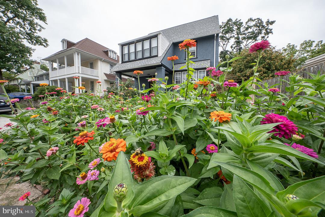 Charming, sun filled home in Historic Haverford Station - the heart of the Main Line! Ideally located within close proximity to shops, restaurants, regional rail, schools, Haverford College trails, Bryn Mawr Film Institute, Trader Joe's, Ludington Library and more. This early 1900's home has been well maintained and improved by the current owner.  Flagstone stairs lead to the covered front porch and entrance. Front door opens to a nice size living room with gas fireplace and colonial mantel. Pretty hardwood floors are throughout most of the home. Arched entries lead to the dining room and kitchen. A large bay window with sidelights enhance the dining room.  A wood countered breakfast bar  doubles as a server and is conveniently accessible from both the dining room and kitchen. The remodeled kitchen is thoughtfully designed with stainless appliances, quartzite counters, farmhouse sink and touchless sensor faucet. Handsome white cabinetry provides abundant storage. A sliding barn door opens to the sunny first floor laundry room, powder room and  exit to the patio and yard.  A turned staircase in the living room leads to the upper floors. There is a darling reading nook with window at the first landing. The second floor has 3 sunlit rooms. Corner windows and wood floors accent bedroom one. The second bedroom is a generous size and has a sliding barn door to a sunporch with closet  fittings and desk area. The third bedroom is utilized as a remote work station with custom desk and shelving included. An updated hall bath has a glass enclosed shower with pebble tile floor, Jolie rain shower, two jets, handheld shower and a Restoration Hardware vanity and medicine cabinet.  The floor is a wood look plank tile. Turned stairs with charming window accent lead to the third floor primary bedroom retreat!  A cozy bedroom suite with wood floors has a separate walk in closet with custom fittings. A relaxing spa bath with clawfoot tub, handheld shower, vanity with backlit anti-fogging mirror, custom shelving and wood look plank tile flooring completes the suite.. The lower level of the home is semi finished as a recreation room with engineered wood flooring.  Bilco doors lead to the back yard. The fenced yard is a gardener's delight with pathways, stone edged beds, modular metal raised garden beds, arches and planters. A flag stone patio is perfect for outdoor entertaining. There is 2 car parking at the driveway and an electric vehicle charging station.  Gas hot water heat , Central Air and split system, 200 amp circuit breaker, most exterior window frames capped, new roof in 2024, exterior painted 2025, foundation repointed 2025, A One Year HSA home warranty is included. Put this one at the top of your list!