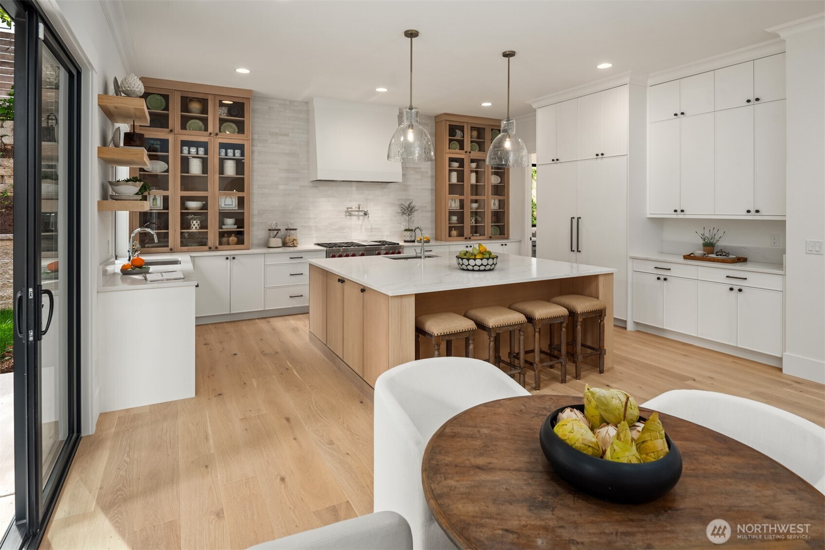 Sleek, open-concept kitchen with a large island.