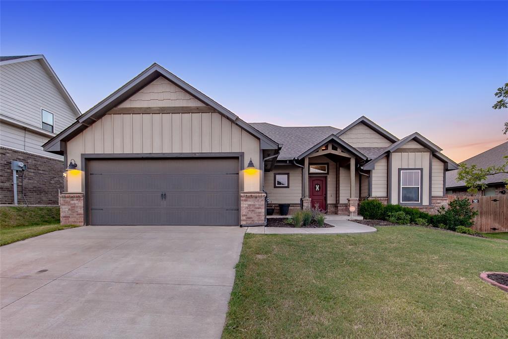Welcome to this beautiful home in the desirable Covell Valley neighborhood! With quick access to I-35, you’ll have an easy commute around the metro while enjoying all the conveniences the area has to offer. Step inside to an open floor plan featuring wood-look tile flooring and a cozy stone fireplace. The 10' ceilings and recessed lighting make the living space feel bright and inviting, perfect for everyday living or entertaining. The kitchen offers granite countertops, stainless steel appliances, subway tile backsplash, and a spacious walk-in pantry. The master suite includes dual vanities, a whirlpool tub, walk-in shower, and large walk-in closet. Out back, enjoy the covered pergola with fireplace—an ideal setting for relaxing or hosting friends and family. Other features include a Vivint security system, storm shelter, and tankless hot water heater. Schedule your showing today! Please note: no pets, no smoking. $1,500 security deposit required.