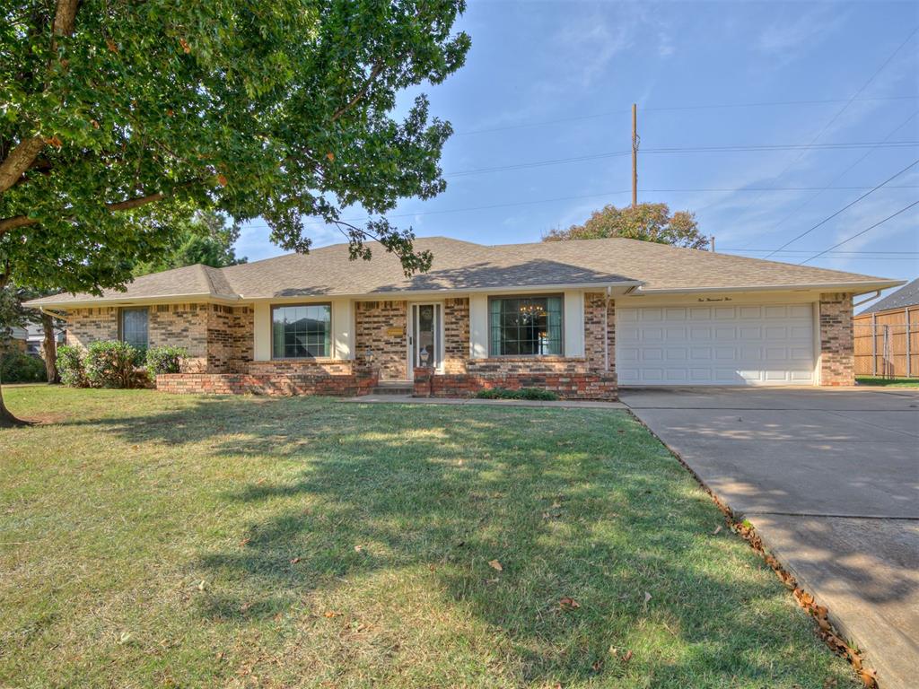 This home offers a fantastic location in the Village just minutes from Lake Hefner, where you can enjoy popular restaurants, walking and biking trails, and plenty of outdoor recreation. Even better, beautiful Lake Hefner views can be enjoyed from the dining area, main living space, primary bedroom, and especially the oversized backyard.   The spacious floor plan was designed with flexibility and entertaining in mind, featuring two living areas and two dining spaces. The front dining room can easily function as a home office, playroom, or additional flex space to fit your needs.  The home offers three generously sized bedrooms, including a private primary suite with its own bathroom. The front bedroom also provides convenient access to the hall bath. A cozy wood-burning fireplace, abundant built-ins, and plenty of storage add warmth and functionality throughout the home. A conveniently located half bath near the laundry and garage area is perfect for guests.   Step outside to the brand-new concrete patio, an ideal spot for relaxing, entertaining, and taking in those beautiful Oklahoma sunsets. The oversized backyard also includes a storage building for lawn equipment, tools, and extra storage.  Recent improvements include fresh paint throughout most of the home, a newer hot water tank approximately three years old, new concrete in the garage and patio area, and a **Brand New Roof.** (July 2026).  The seller has continued making repairs and improvements to the property as well.   The refrigerator will remain with an acceptable offer, and the seller is also providing a one-year First American Home Warranty for added peace of mind.
